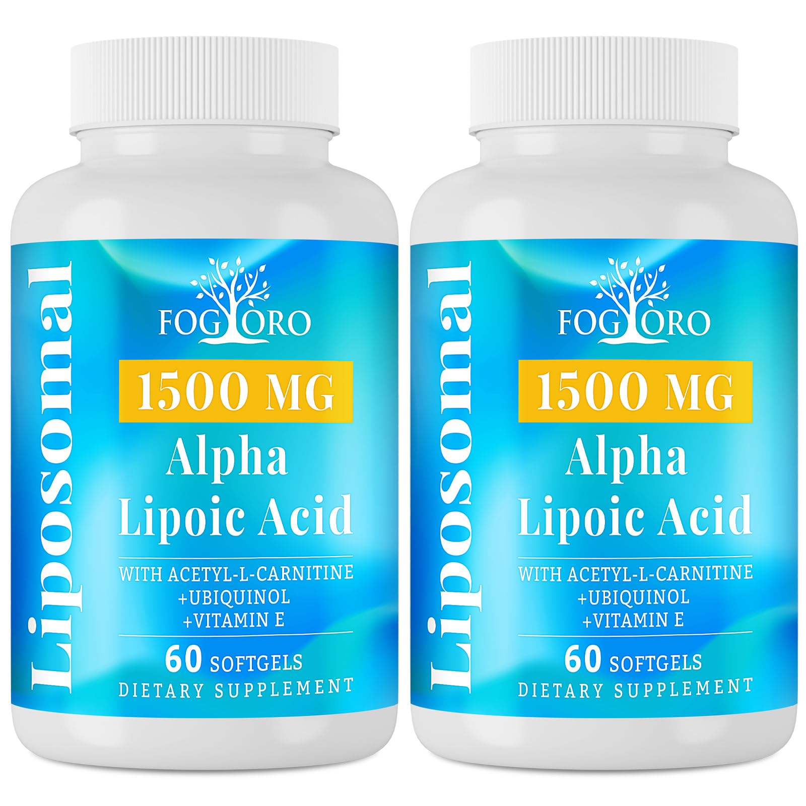 Fogoro Alpha Lipoic Acid 1500 mg-Liposomal ALA Supplement for Cellular Energy Production, Glucose and Lipid Metabolism, Free Radical Scavenger Softgels 120