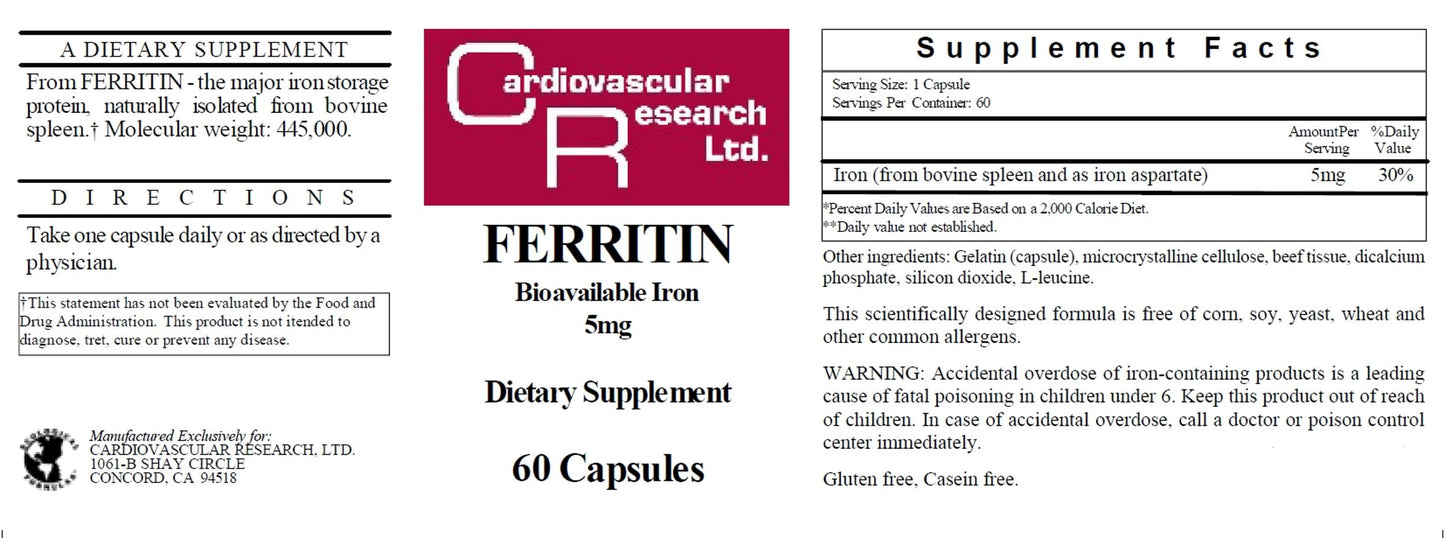 Cardiovascular Research Ferritin 5 mg Capsule, 120 Capsules