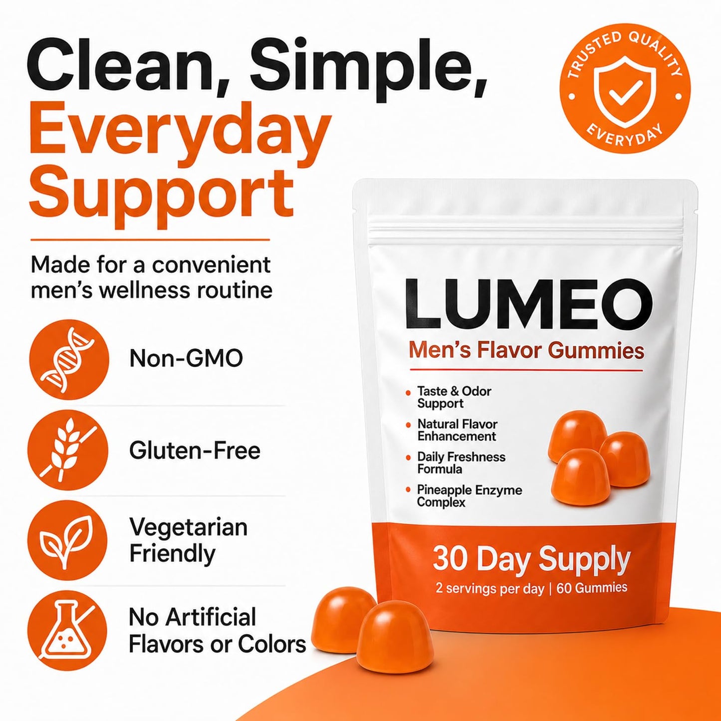 KWEZTY Lumeo Men's Flavor Gummies, 60 Gummies