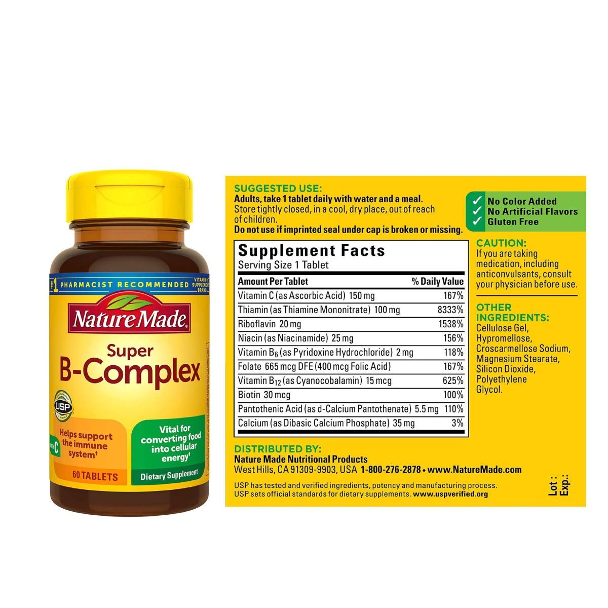 Nature Made Super B-Complex with Vitamin C and Folic Acid, 60 Tablets