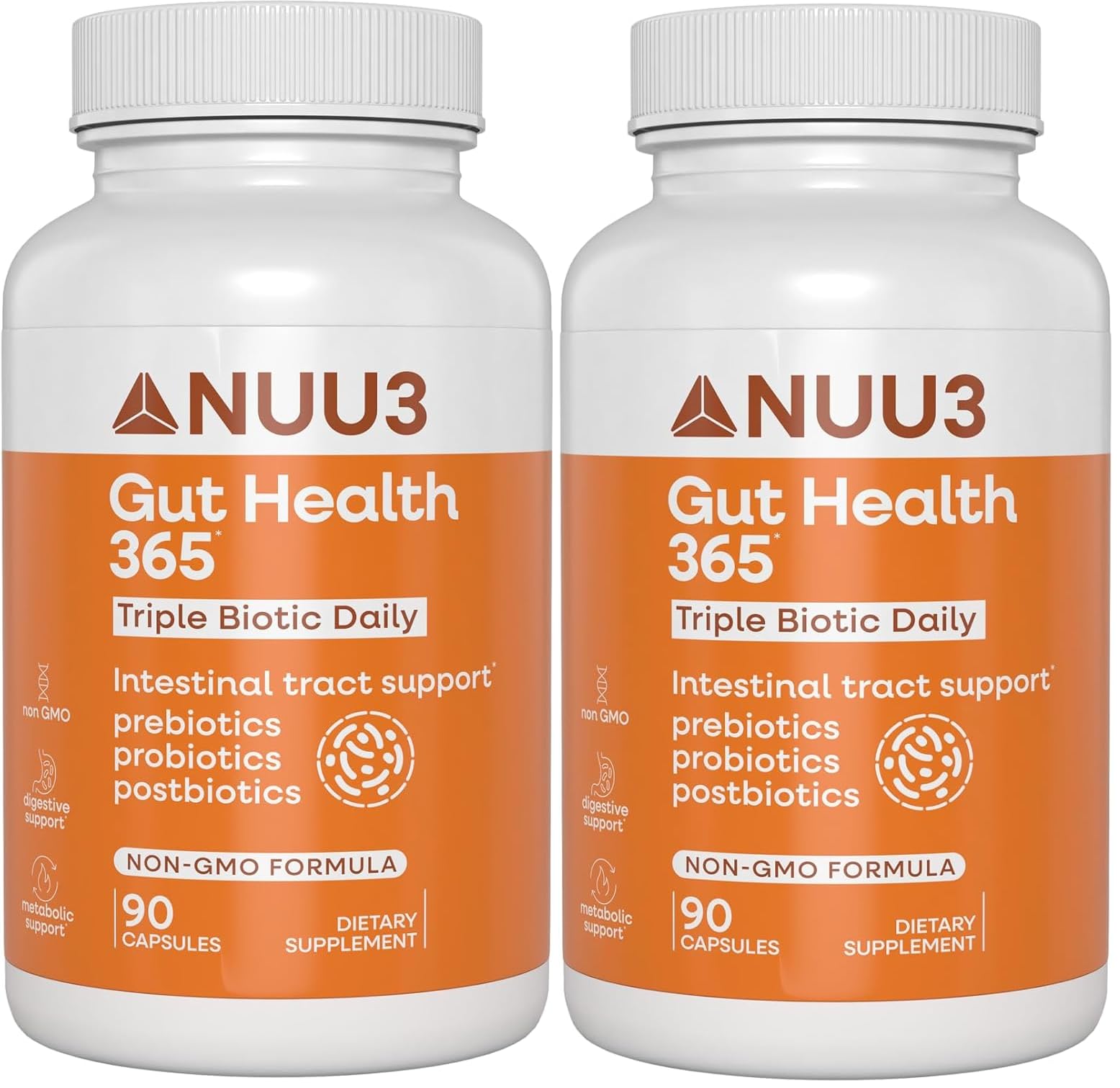 NUU3 Gut Health 365 - Digestive Enzymes & Probiotic Supplement for Women & Men - Bloating & Digestion Relief - Supports Gut Microbiome & Healthy Immune Function, 180 Capsules