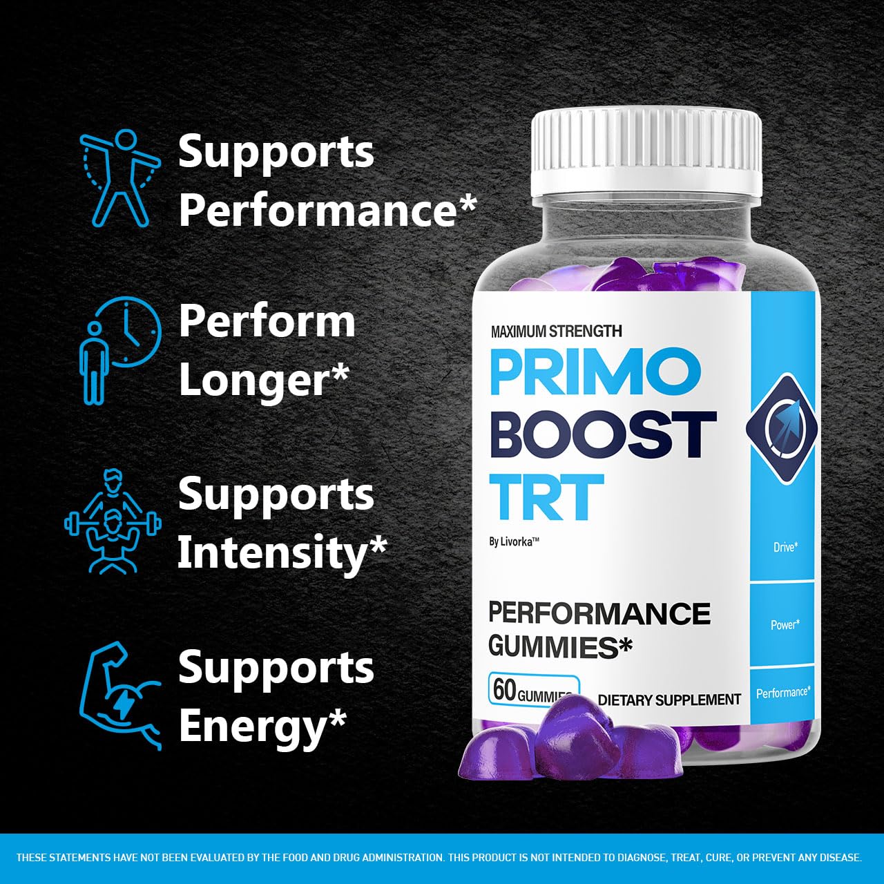 LIVORKA Primo Boost TRT Gummies, 300 Gummies