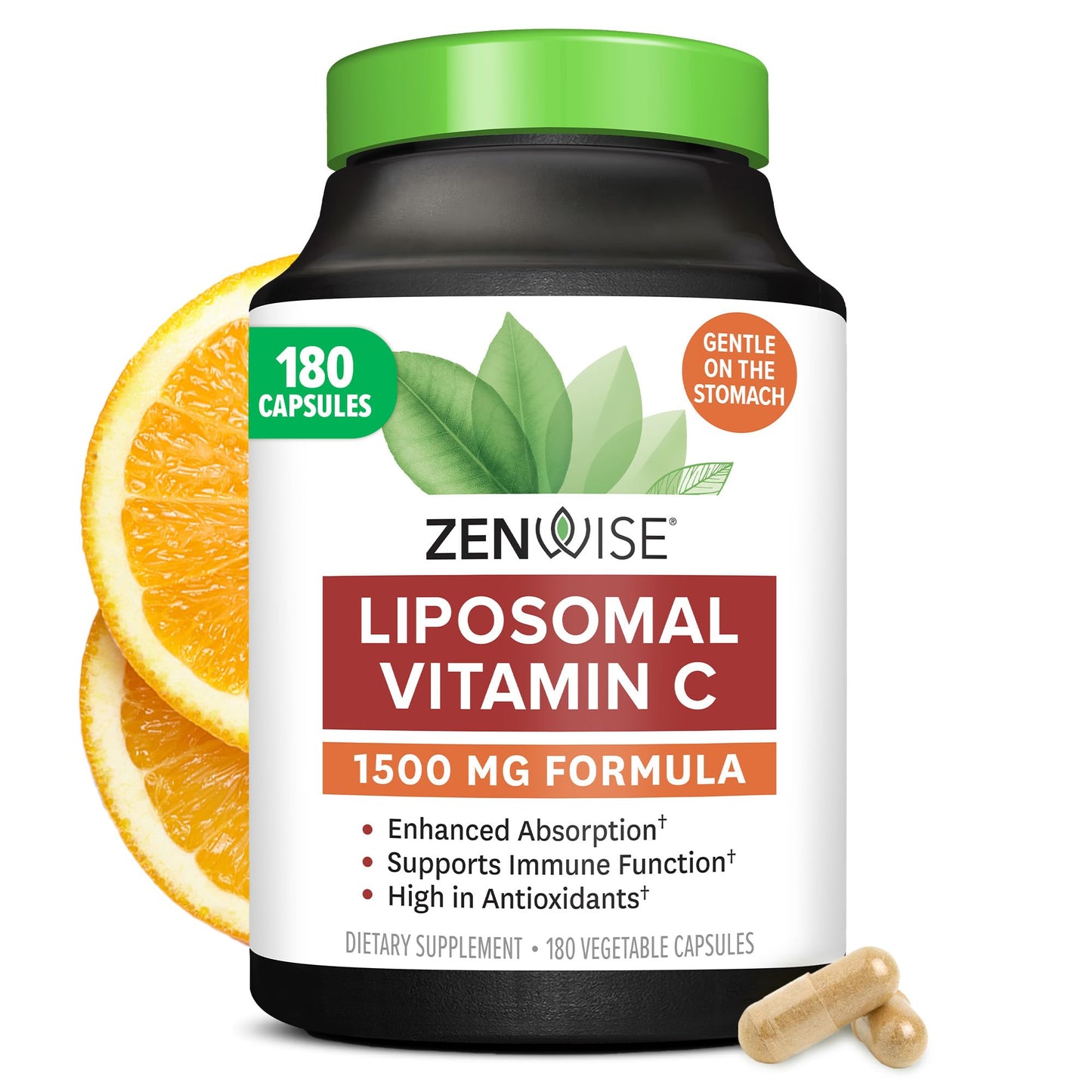 Zenwise Health Enhanced Absorption Liposomal Vitamin C Supplement - 1500mg Liposomal Vitamin C Capsule, 180 Capsules