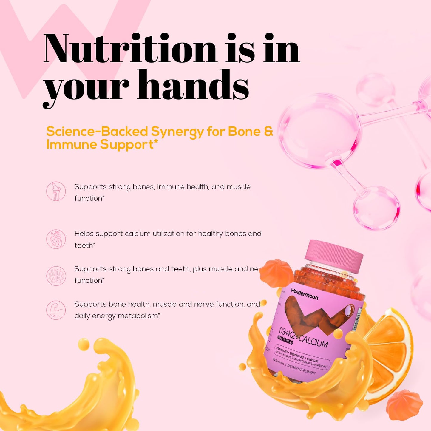 Wondermoon Vitamin D3 K2 Gummies, 60 Count