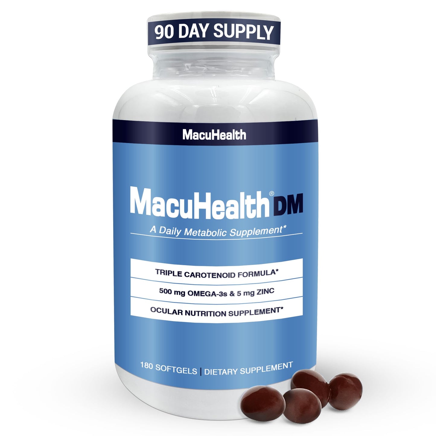 MacuHealth Daily Metabolic Triple Carotenoids with EPA/DHA Omega-3 Vital Minerals with Zinc Softgels 180