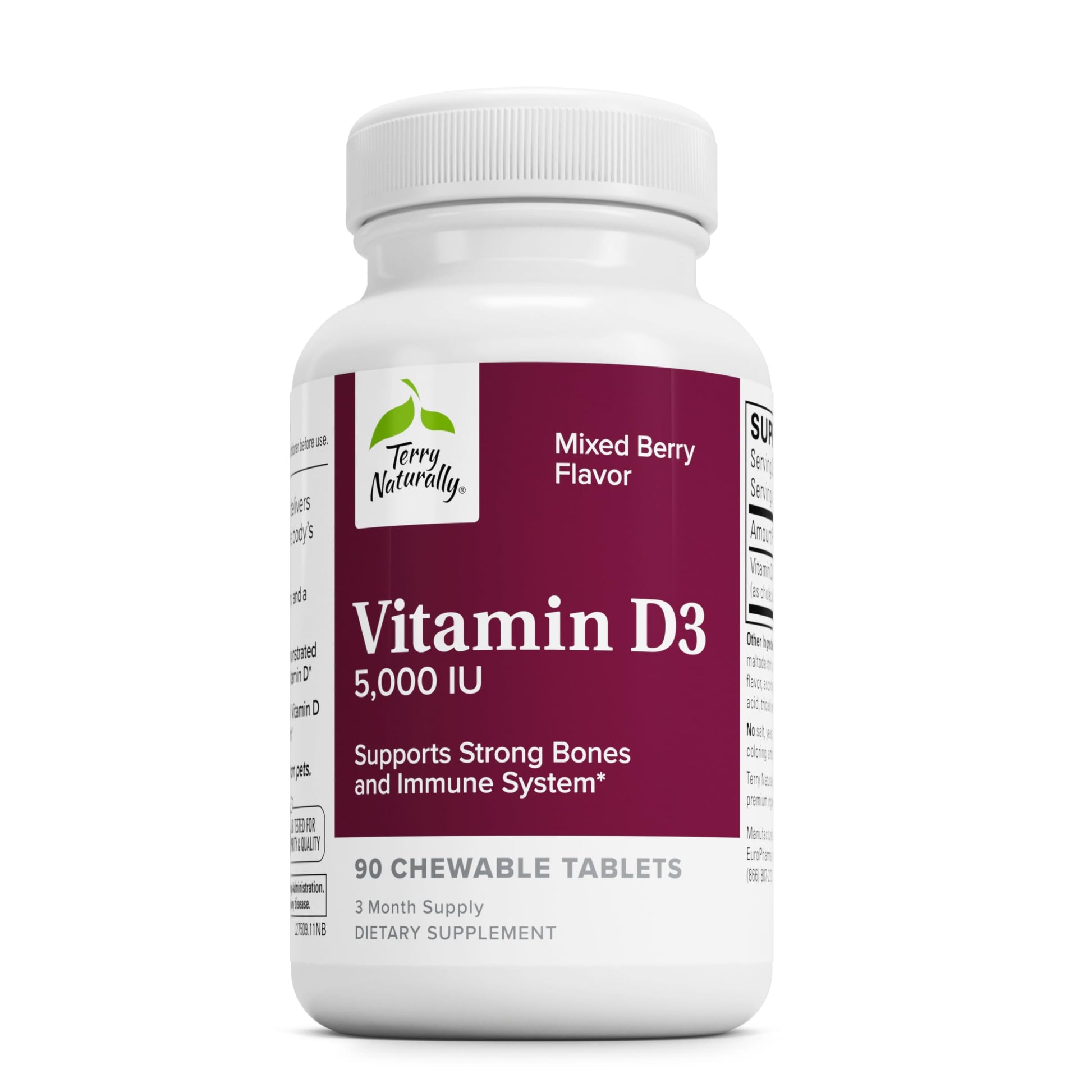 Terry Naturally Vitamin D3 125 mcg Cholecalciferol 90 Tablets