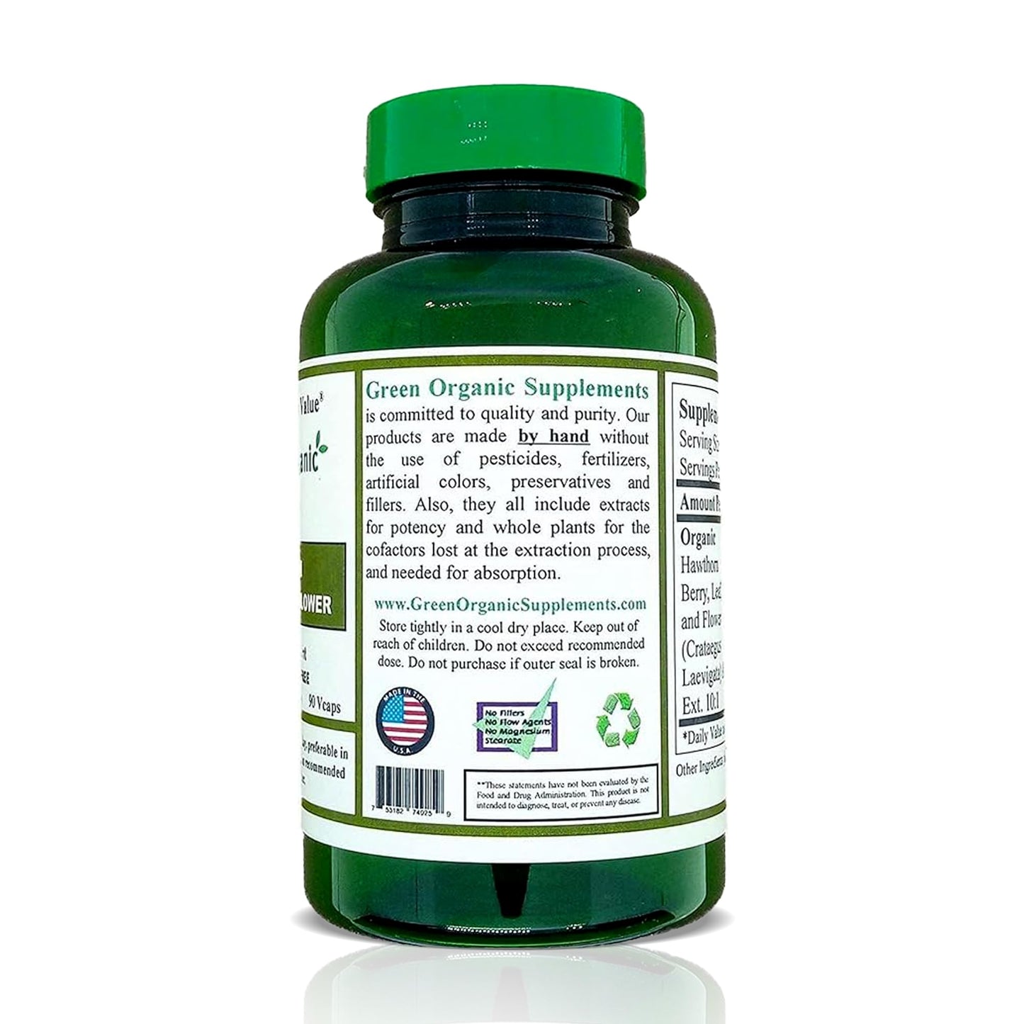 Green Organic Supplements Hawthorn Berry Tablets, 90 Tablets