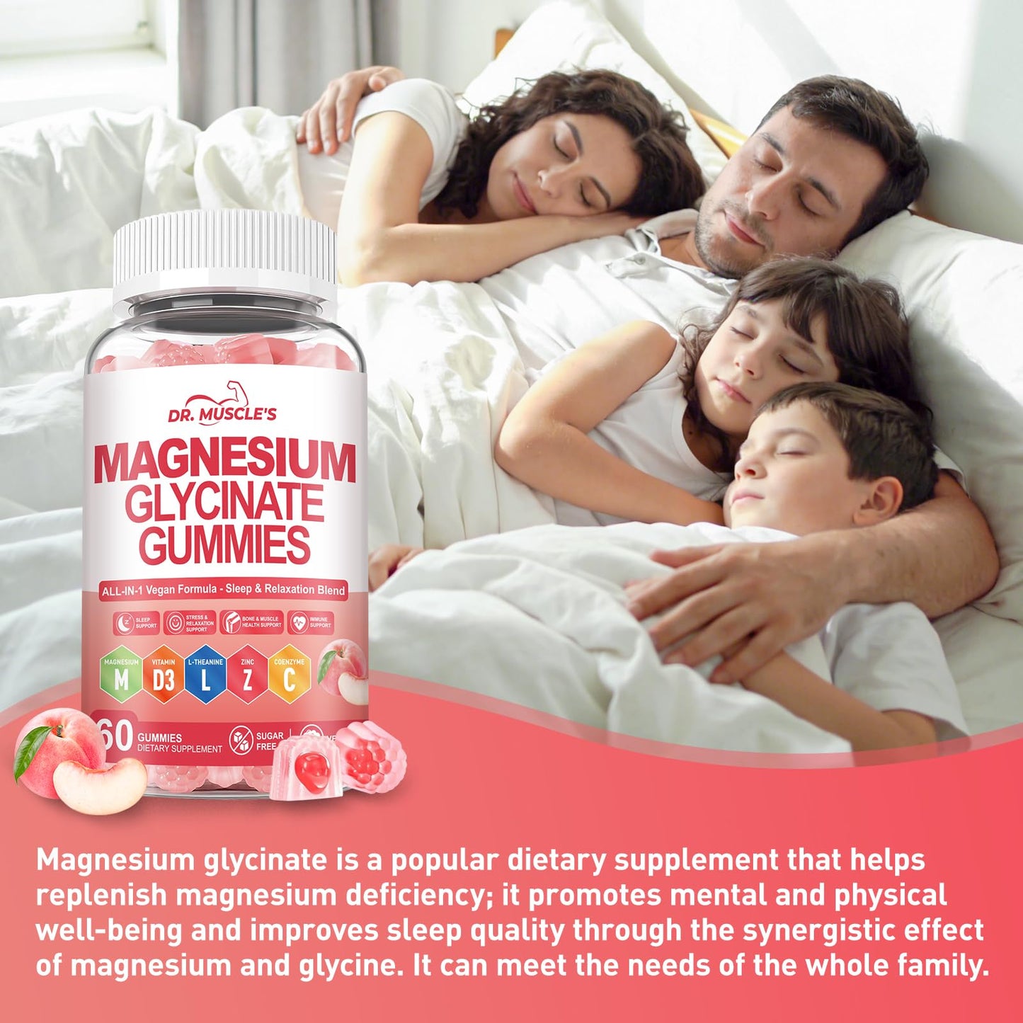 DR. MUSCLE'S Magnesium Glycinate Gummies, 60 Count