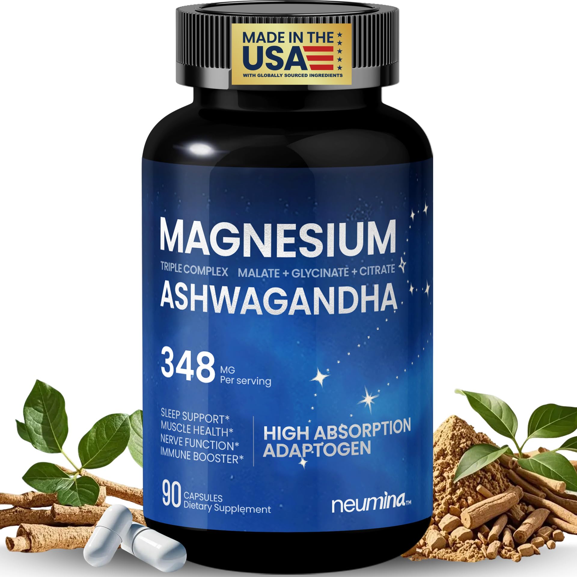 NEUMINA Magnesium Ashwagandha Glycinate Capsule, 90 Capsules