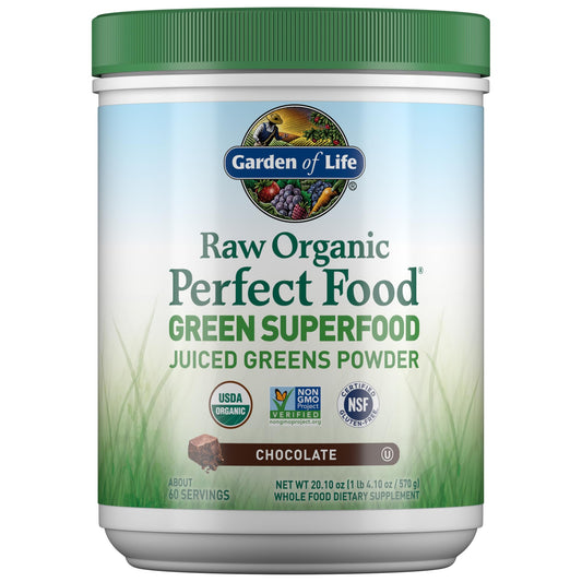 Garden of Life Raw Organic Perfect Food Green Superfood Juiced Greens Powder - Chocolate, 60 Servings