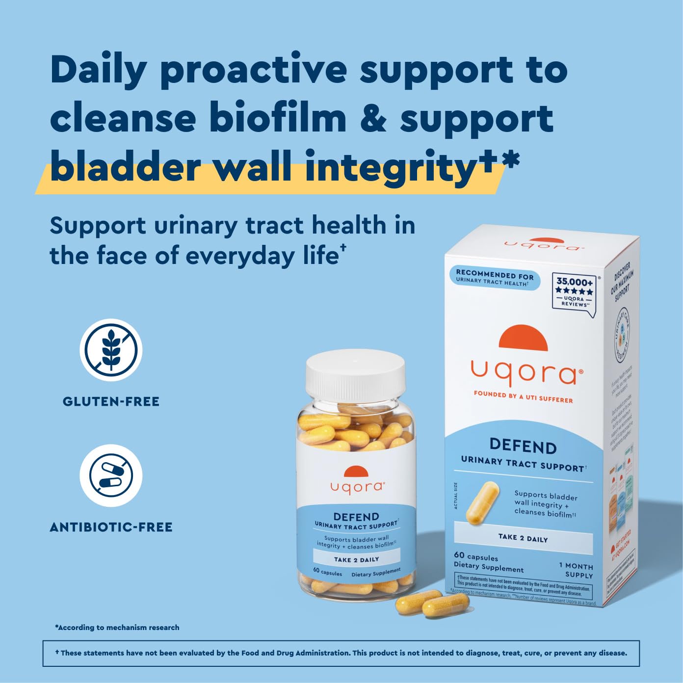 Uqora Defend Urinary Tract Health Supplement Capsule 120 Capsules