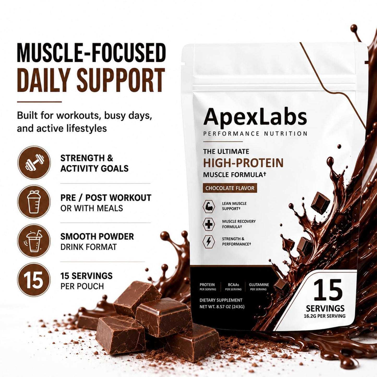 Apex Labs Muscle Muscle Powder Chocolate Powder, 1 Ounce