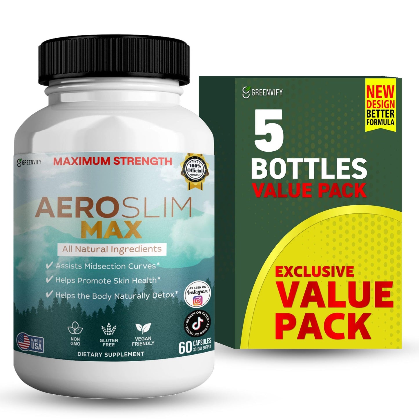 GREENVIFY Aeroslim Max Natural Dietary Supplement Capsules 300 Count