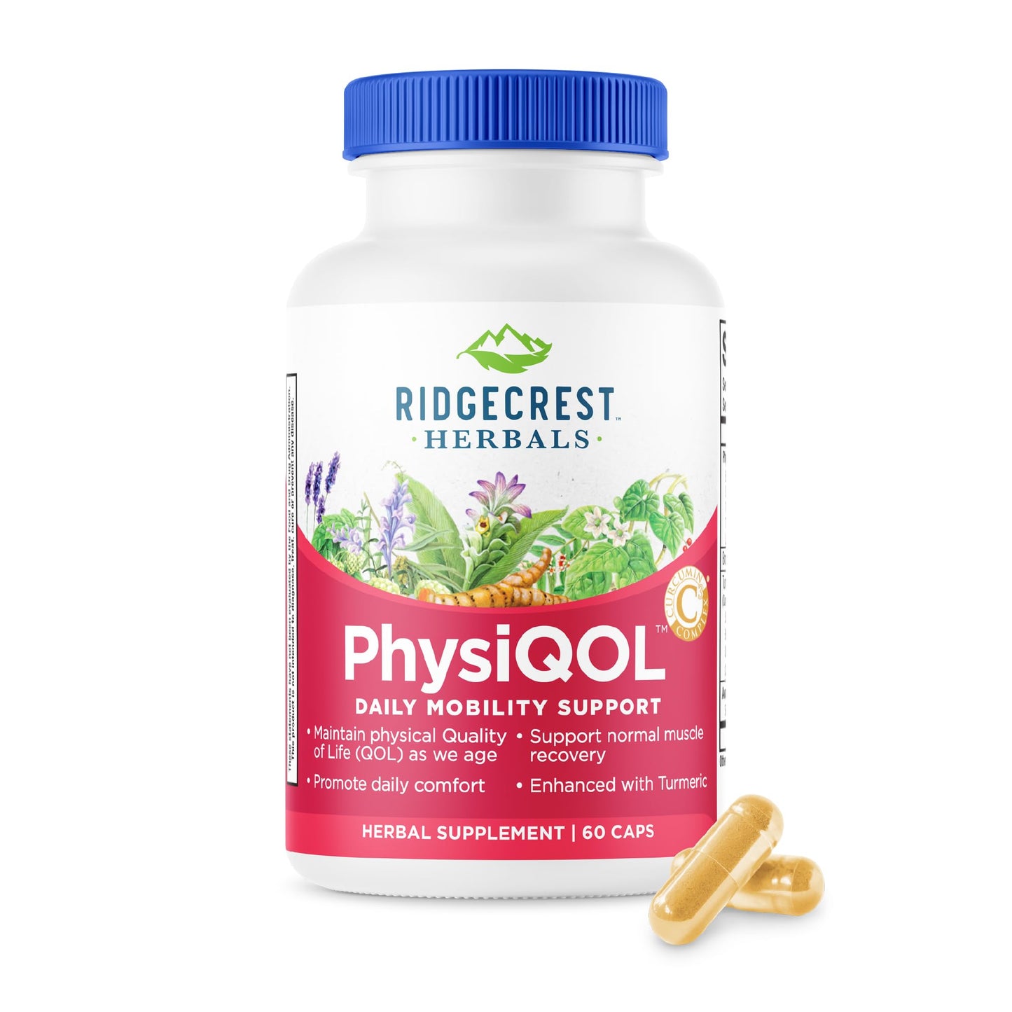 RidgeCrest Herbals PhysiQOL Turmeric Boswellia Joint Comfort Capsules 60
