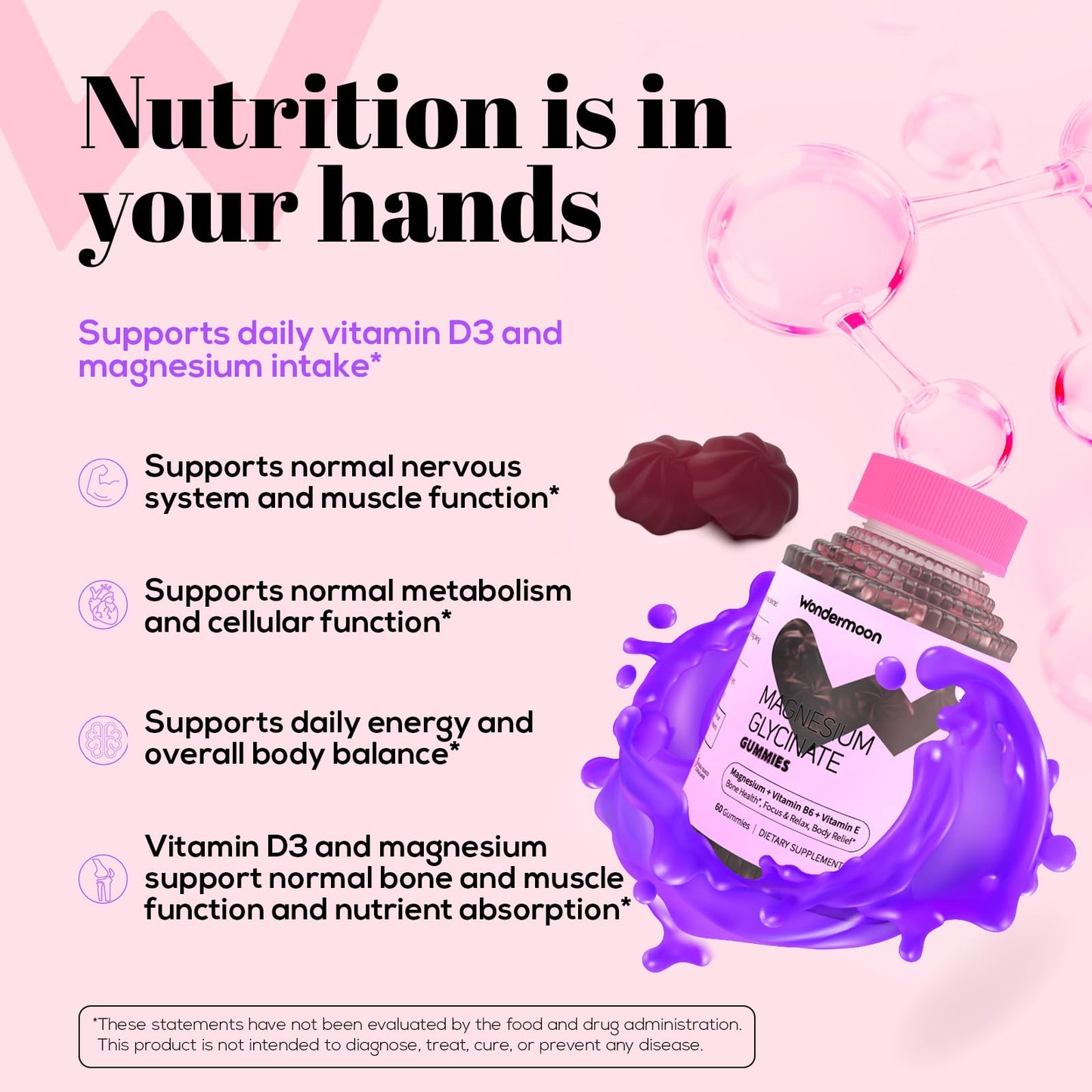 Wondermoon Magnesium Glycinate Gummies, 60 Gummies