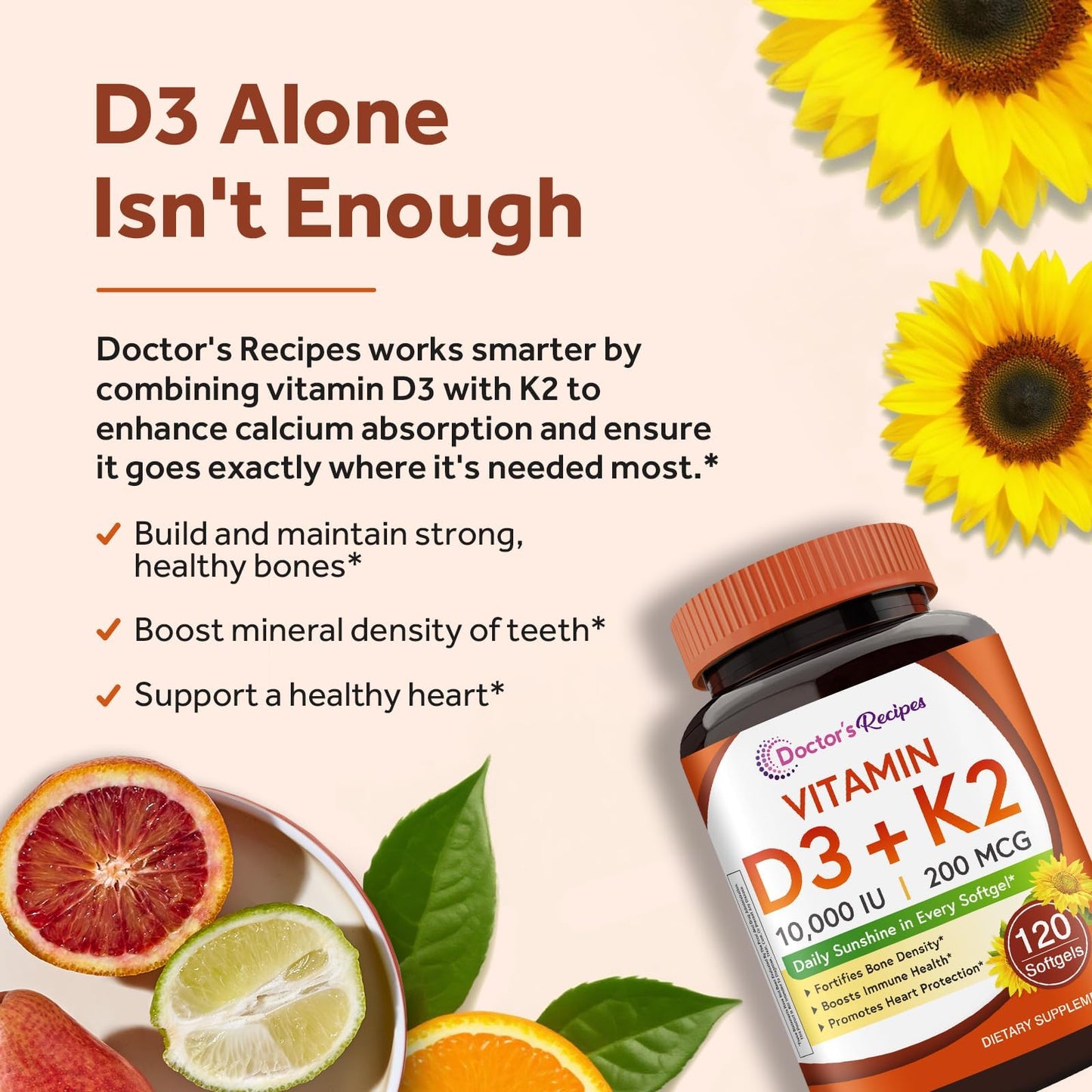 Doctor's Recipes CoQ10 200mg Softgels & Vitamin D3 K2 Softgels Bundle, 360 Softgels