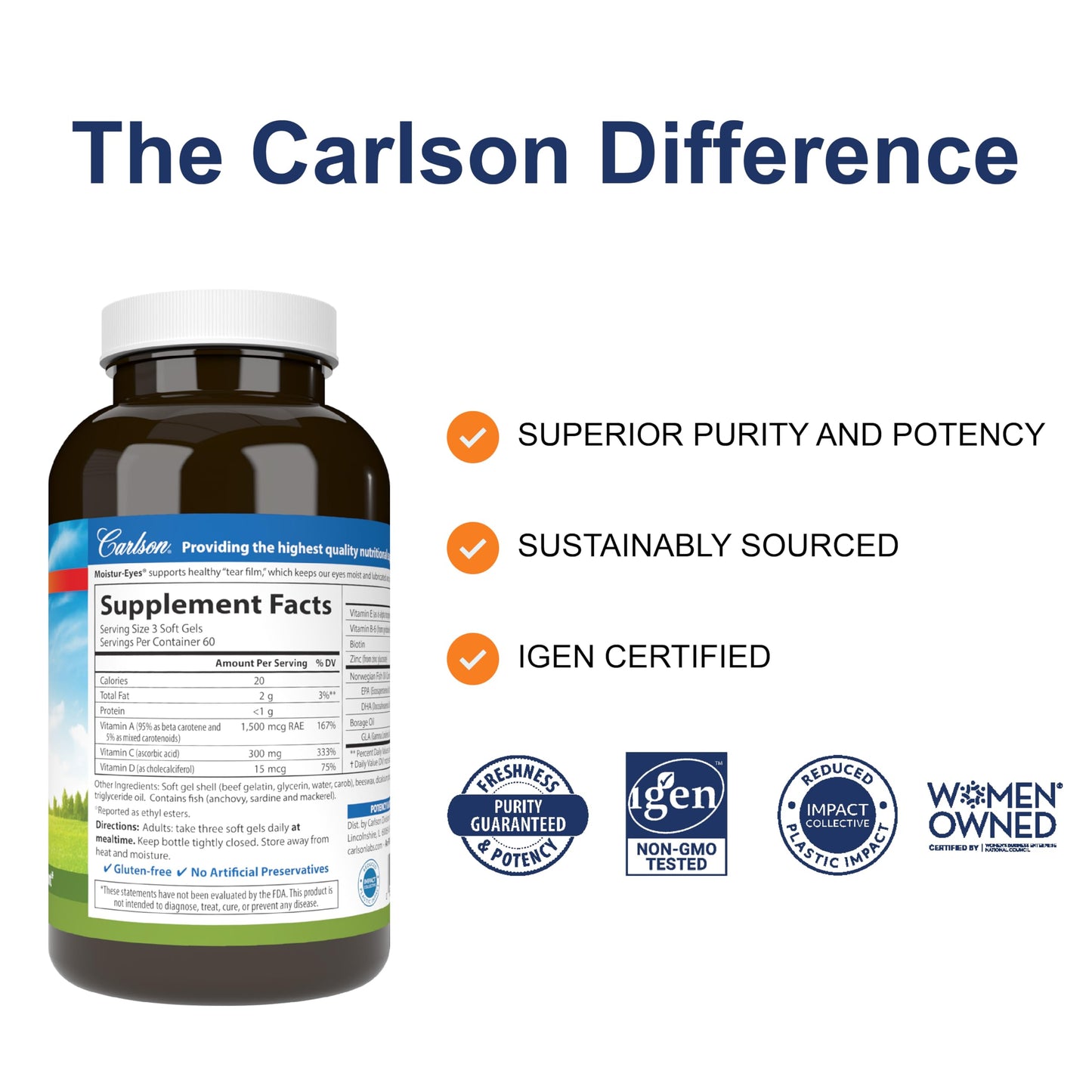Carlson Moistur-eyes Softgels, 180 Count