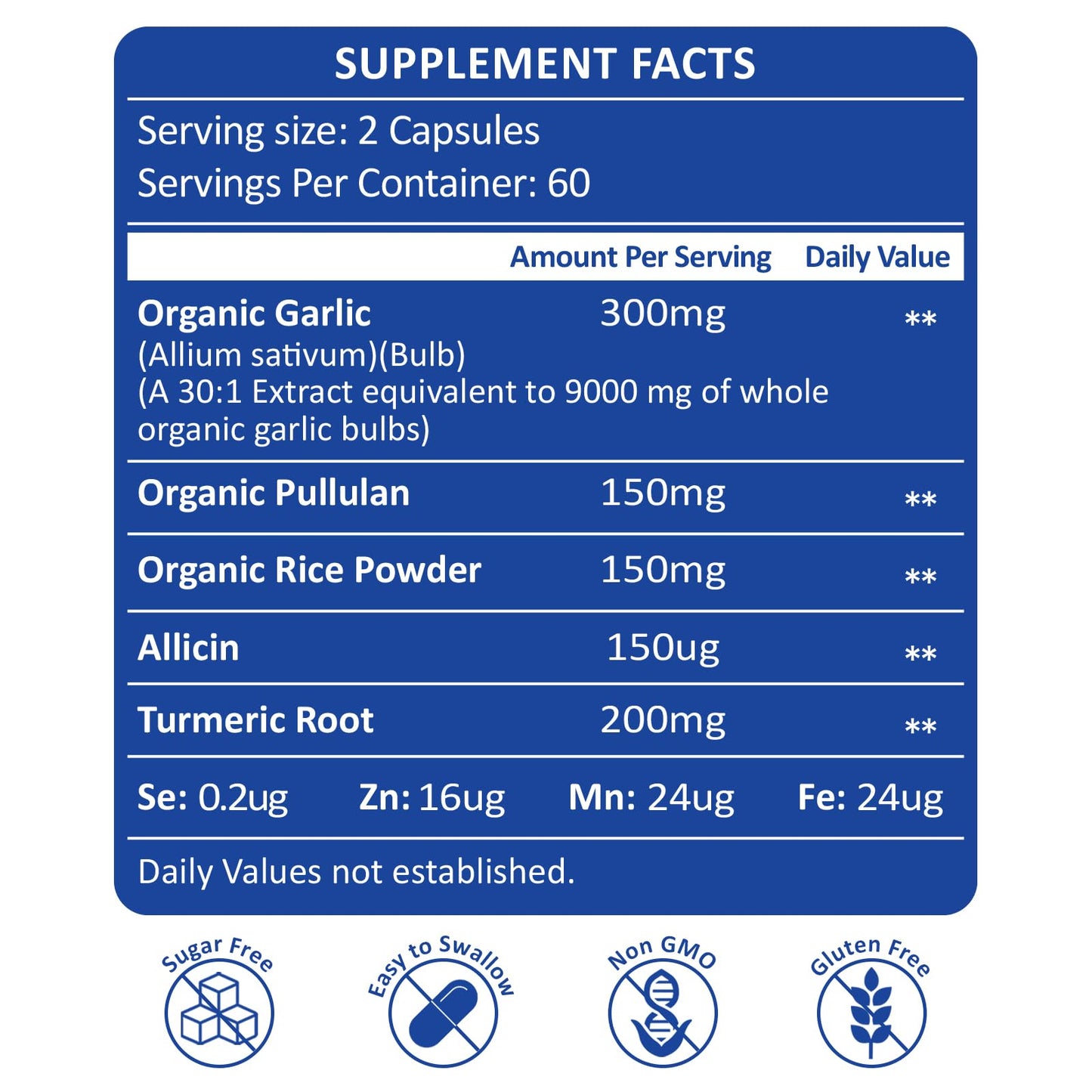RimTuku Aged Garlic Extract Organic 9000mg Garlic Supplement Powder 30:1 Extract Formula with Alliin Purity 99%+, Selenium, Iron, Zinc, and Manganese Capsules, 120 Count