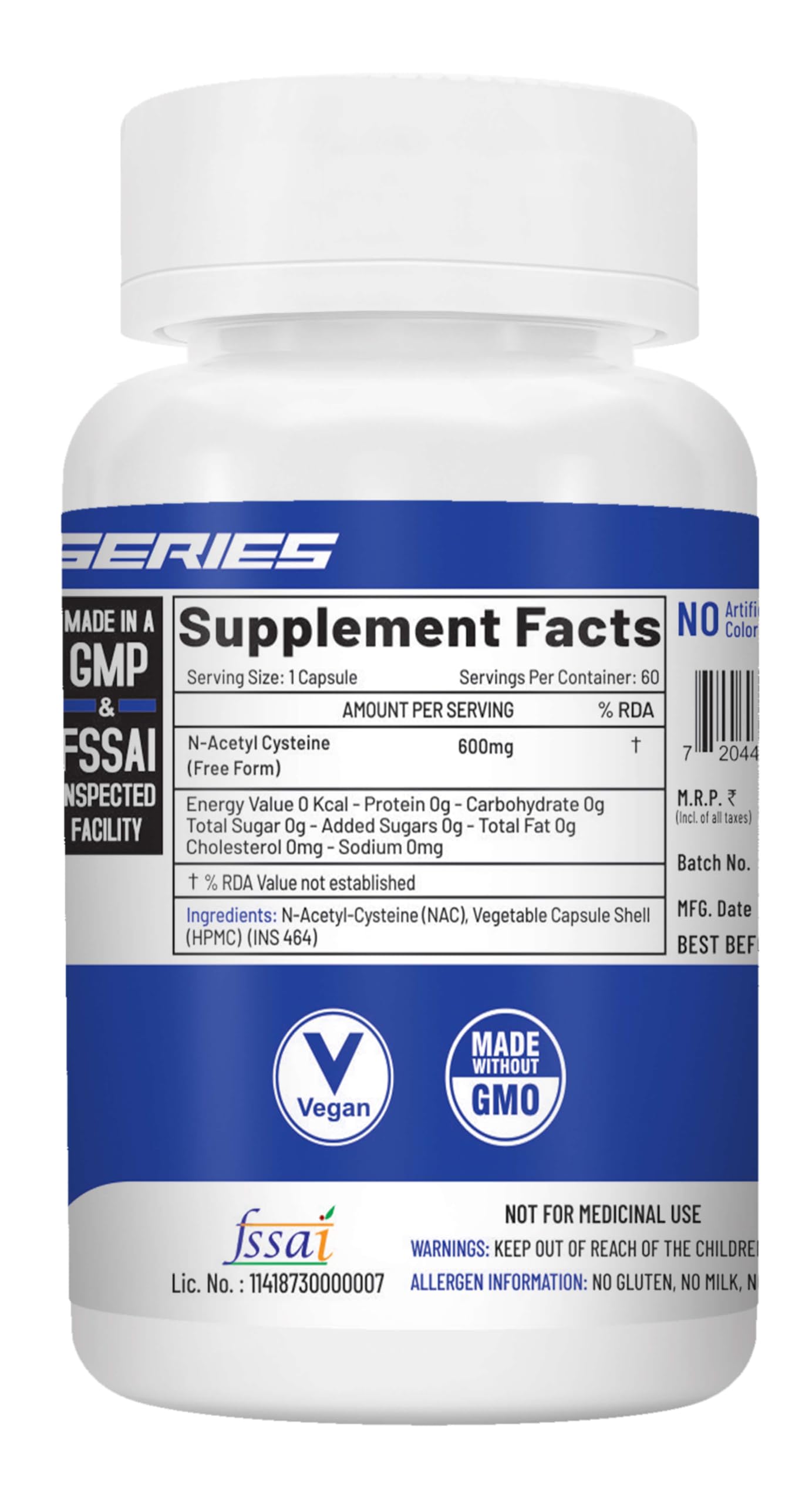 NutriJa N-Acetyl Cysteine (NAC) 600 mg, 60 Capsules