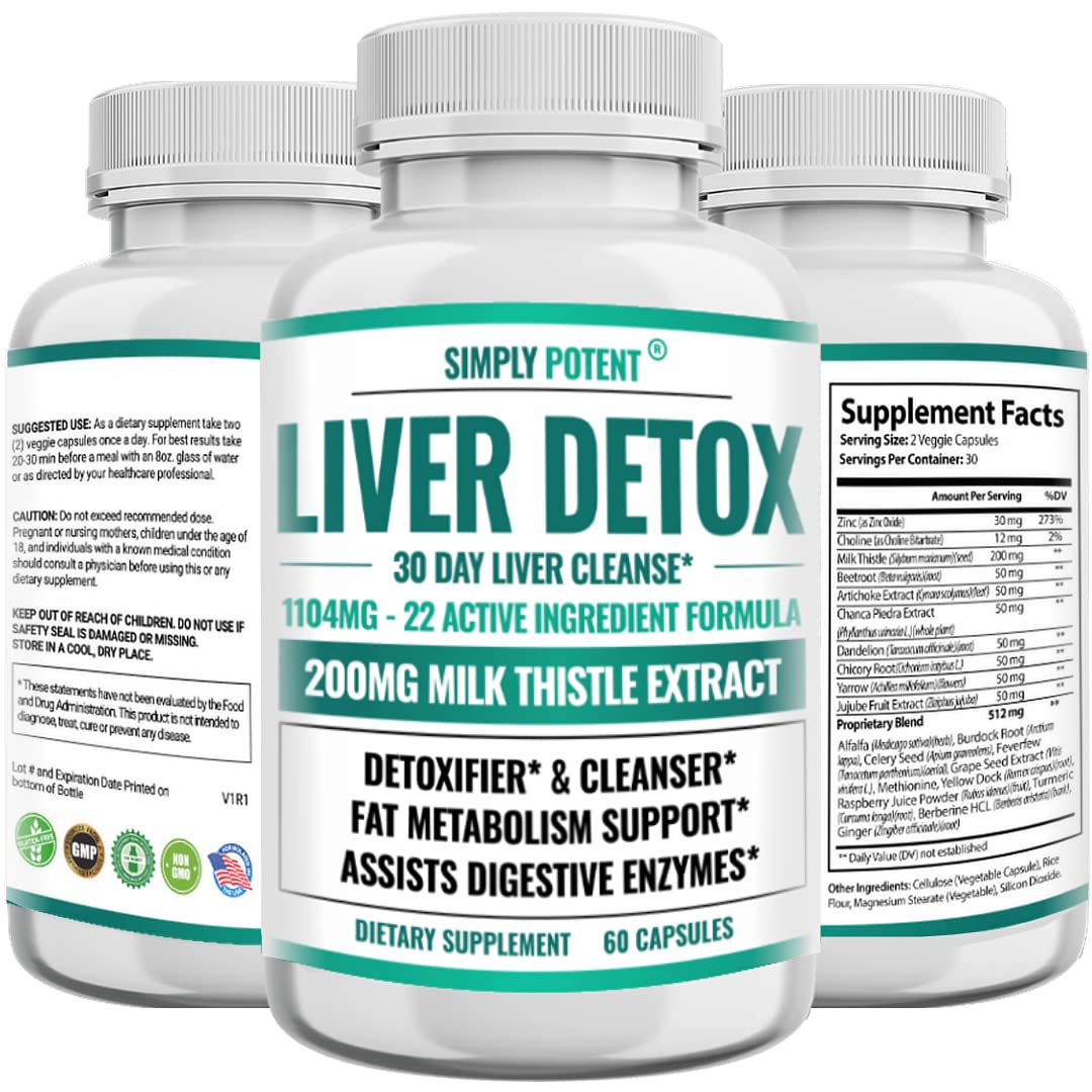 Simply Potent Liver Cleanse Detox & Repair Supplement, Capsules, 60 Count