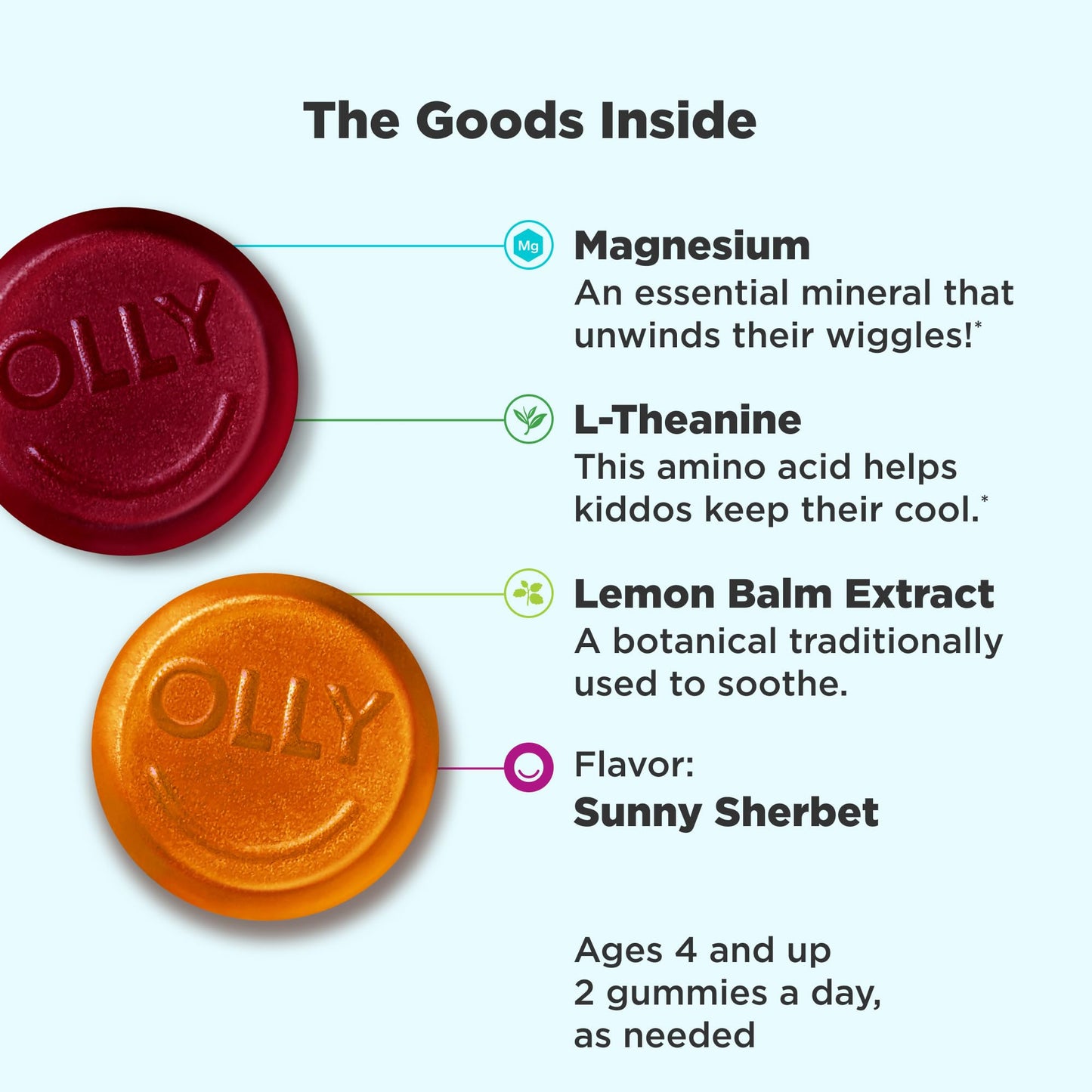 OLLY Kids Chillax Magnesium Gummies Plus L-Theanine, 60 Count