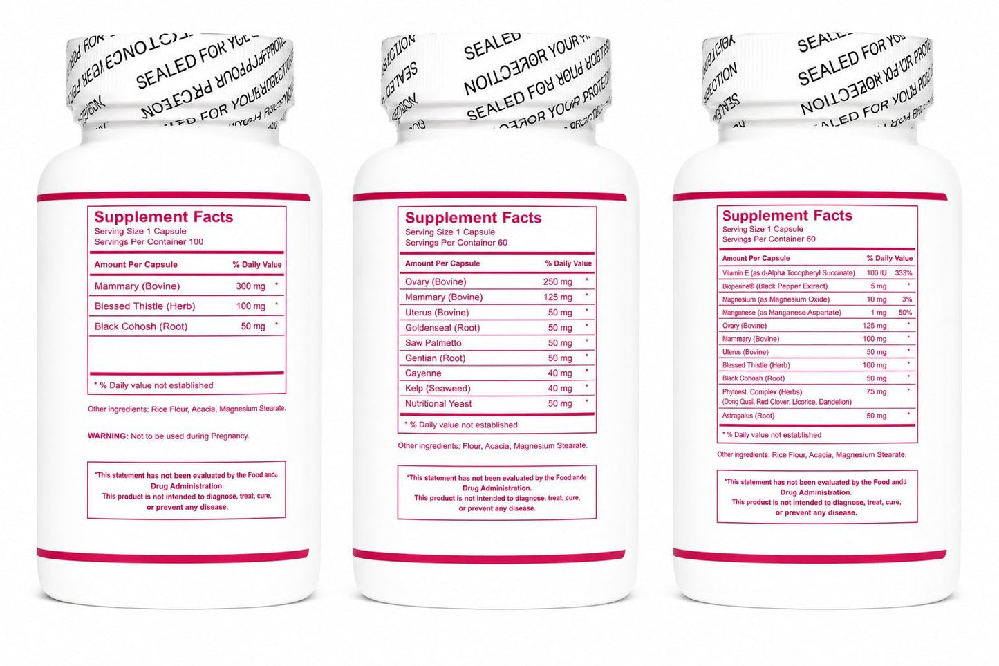 SOR, Inc. Feminizing Supplement Trio – Mammary, Ovary & Uterus – Made in USA Capsule 1