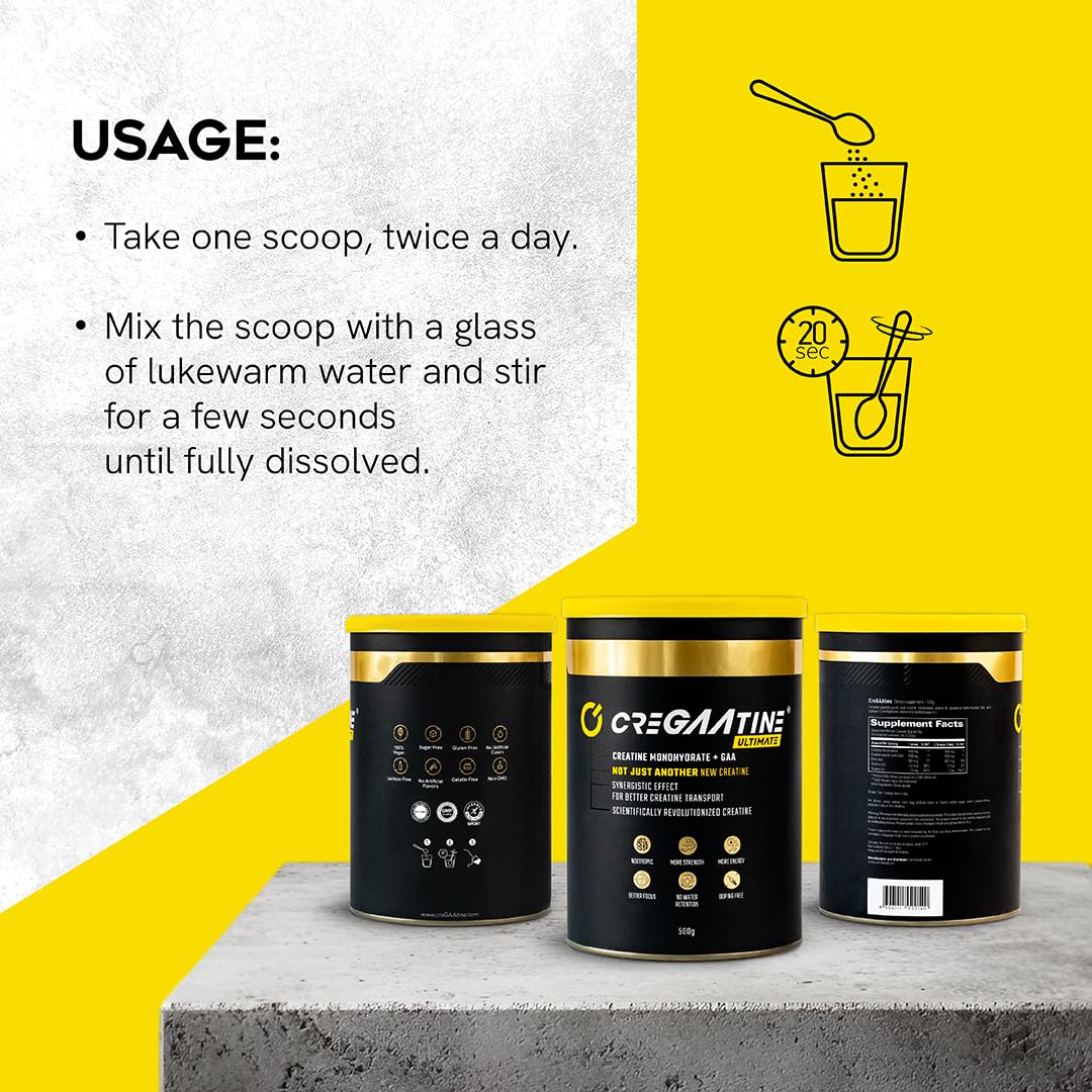 CreGAAtine Ultimate Micronized Creatine Monohydrate + GAA Powder, 17.6 oz