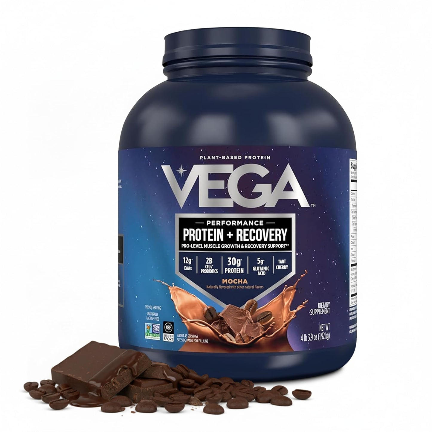 Vega Protein + Recovery Mocha Protein Powder, 64 oz (4 lb)
