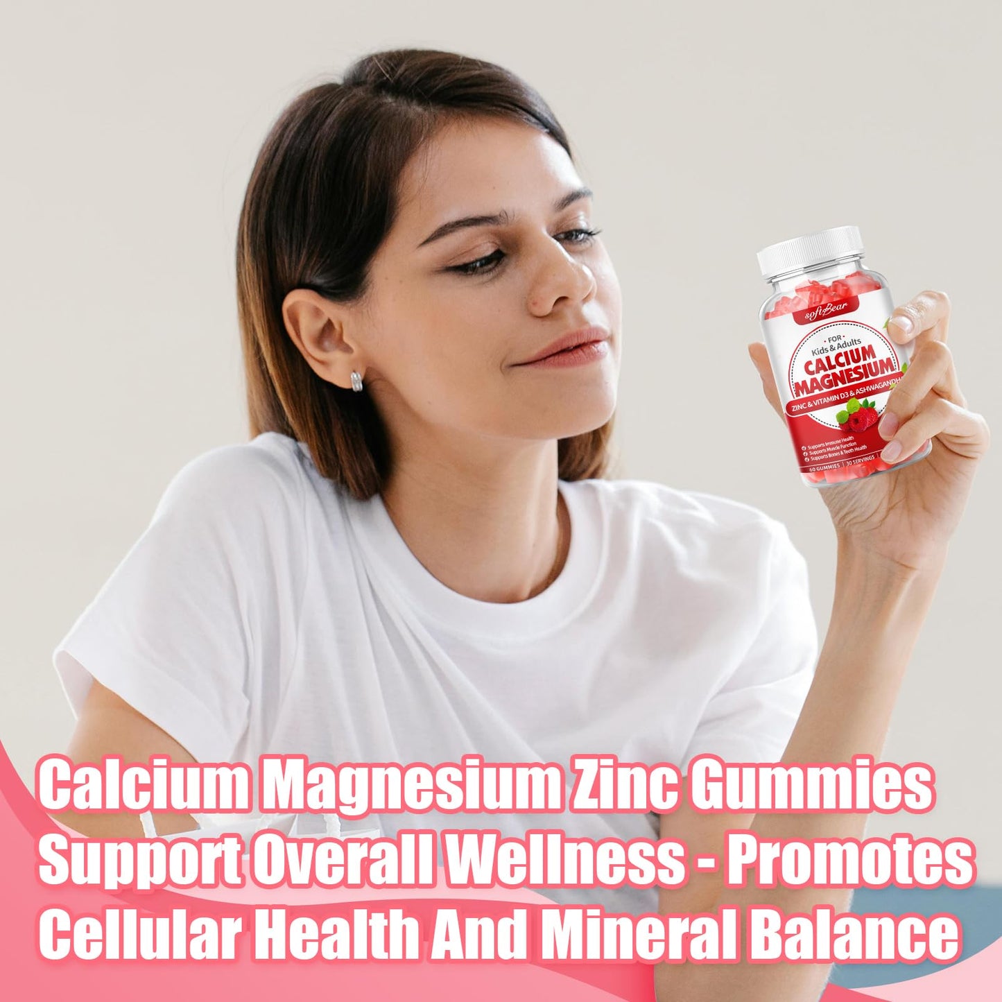 softbear Calcium Magnesium Zinc Gummies with Vitamin D3 120 Count