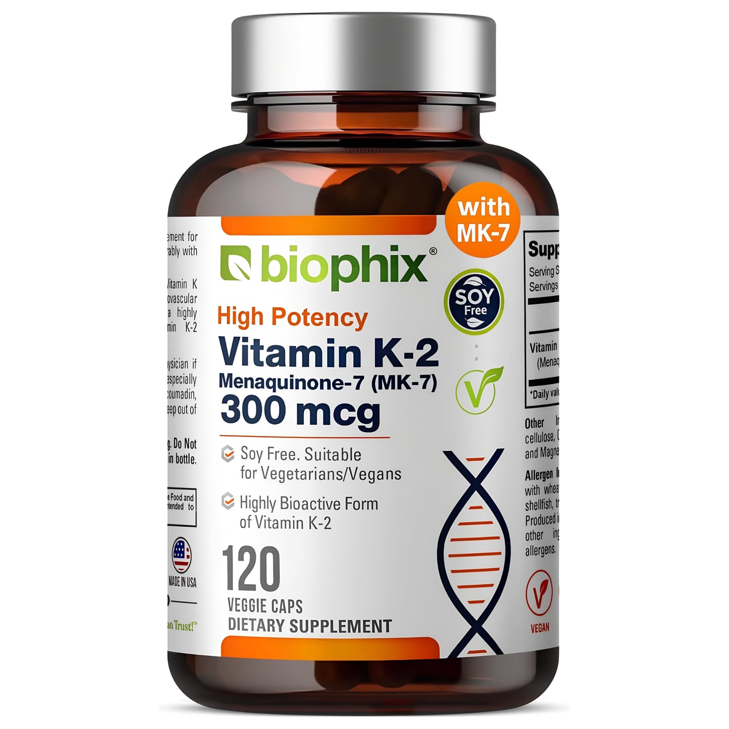 Biophix Vitamin K2 MK-7 300mcg, 120 Capsules