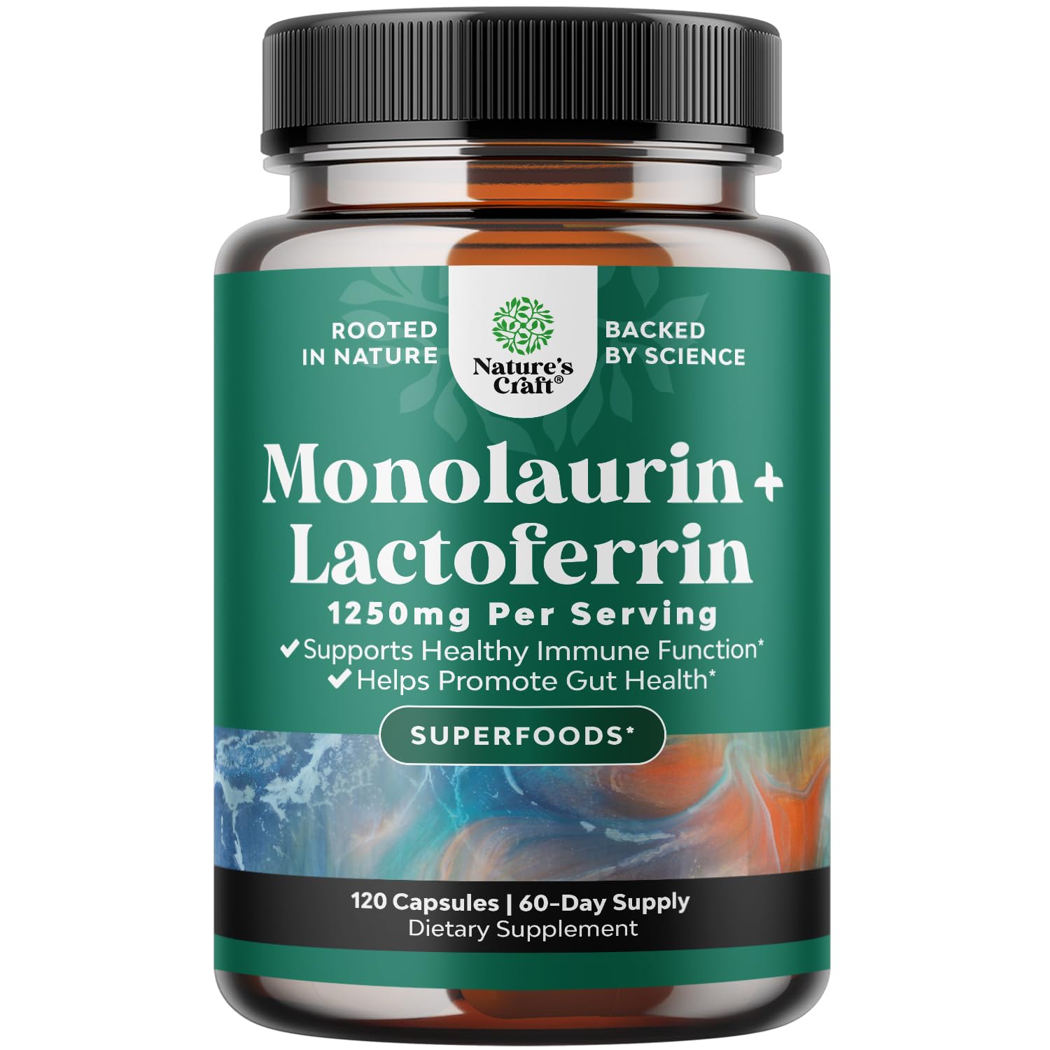 Natures Craft High Strength Lactoferrin & Monolaurin Supplement Capsule 120 Count