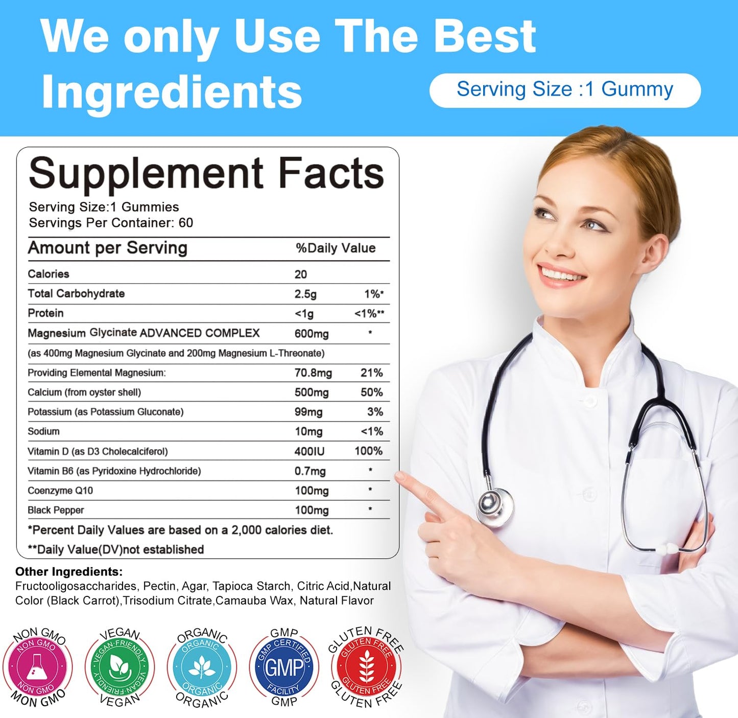 sudrolove Magnesium Glycinate Gummies 600mg per Serving, 120 Count