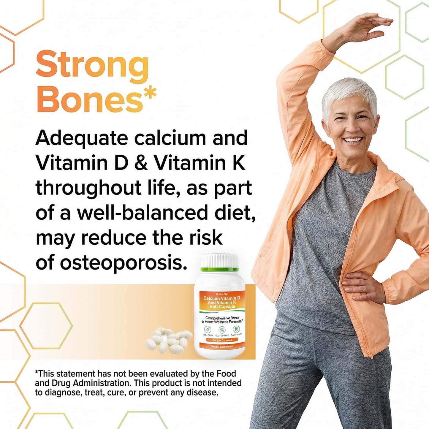 Oopeatol Vitamin D3 K2 with Calcium Supplement, Capsule, 60 Capsules