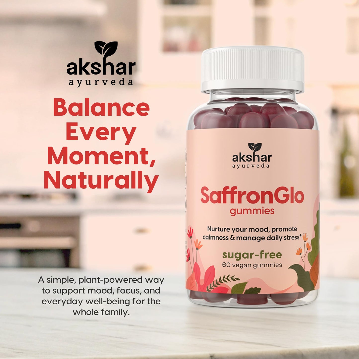 AKSHAR Ayurveda Saffron Gummies 60 Count