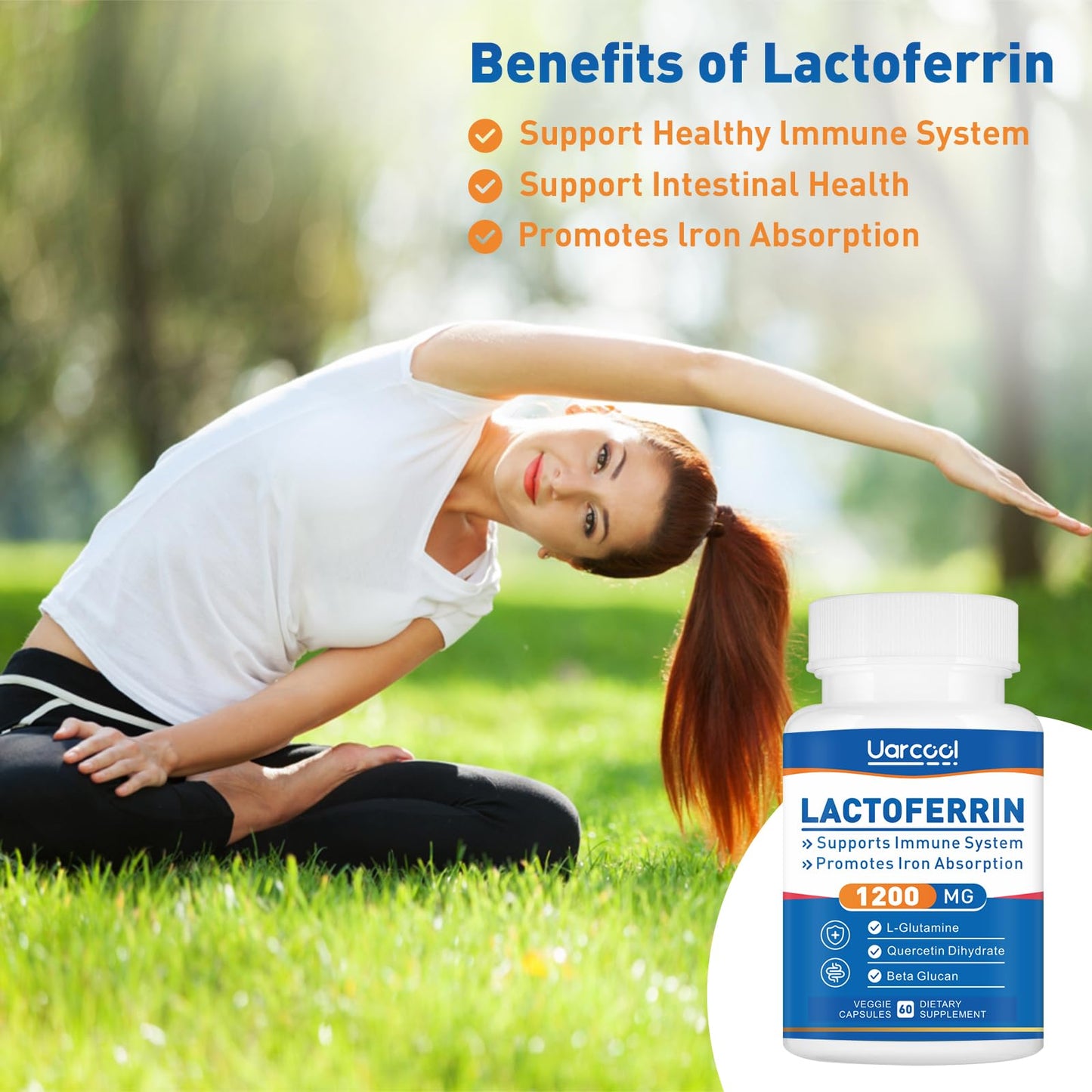 Uarcool Lactoferrin Supplement 1200mg Softgels, 2 Bottles