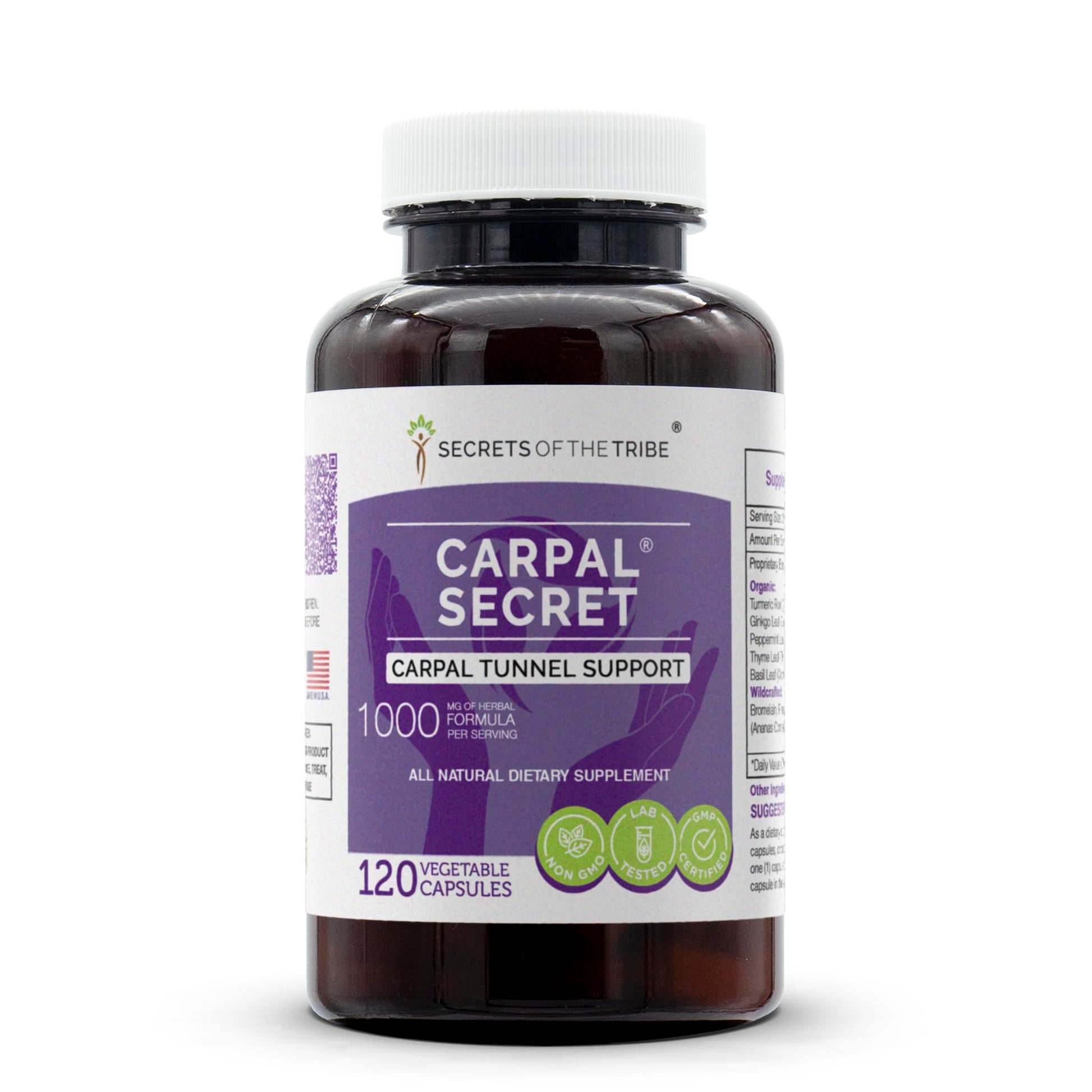 Secrets of the Tribe Carpal Secret, Carpal Tunnel Support, Herbal Supplement Blend Capsule 120