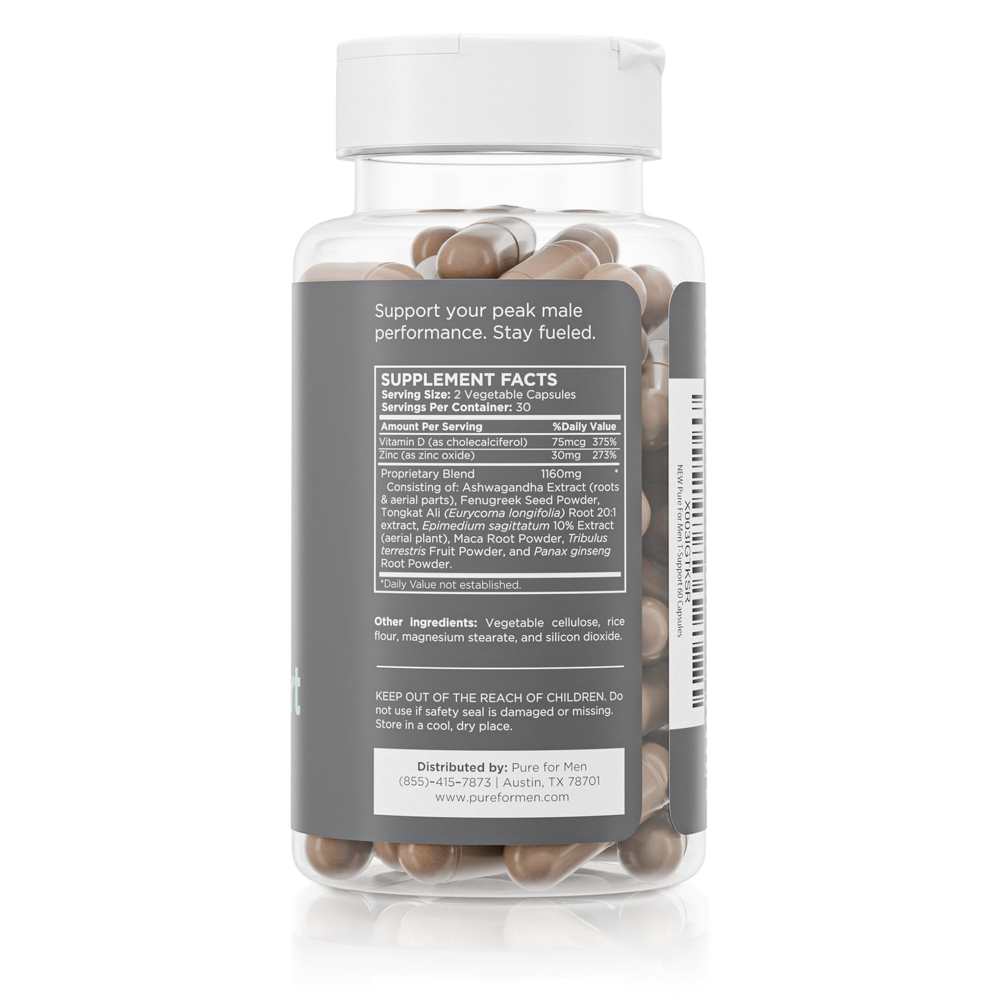 Pure for Men T-Support Supplement, 60 Capsules