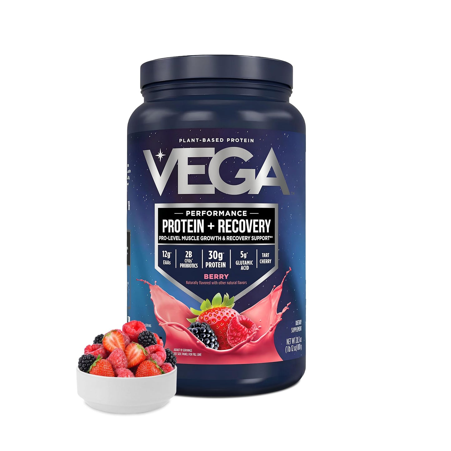 Vega Protein + Recovery Protein Powder, Berry, 28.8 oz