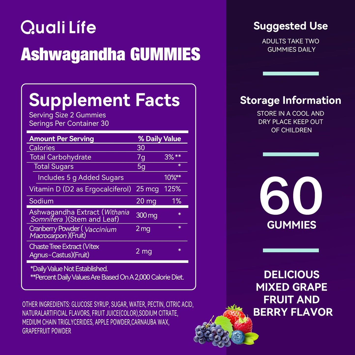 QualiLife Ashwagandha Gummies 120 Gummies