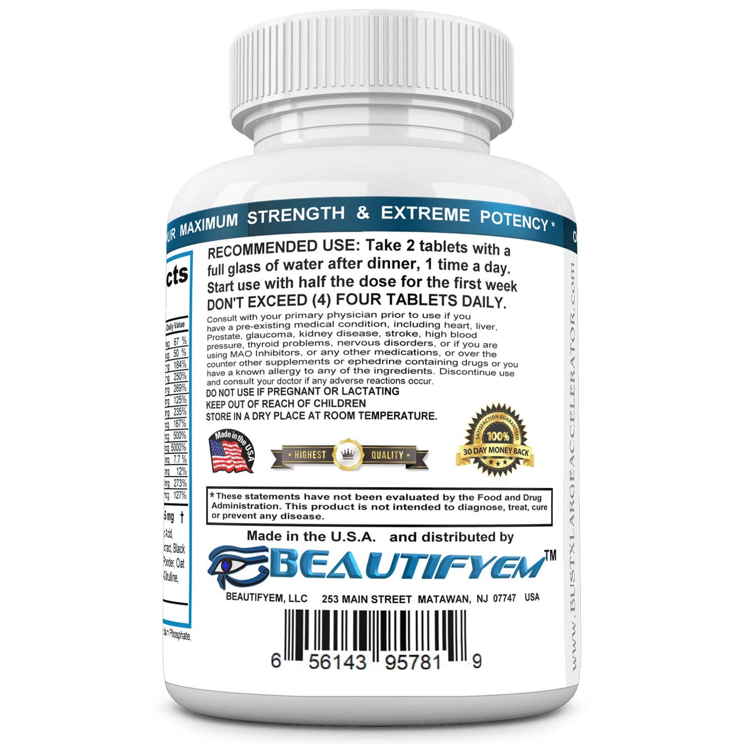 BEAUTIFYEM Bust X-Large Accelerator, 60 Tablets