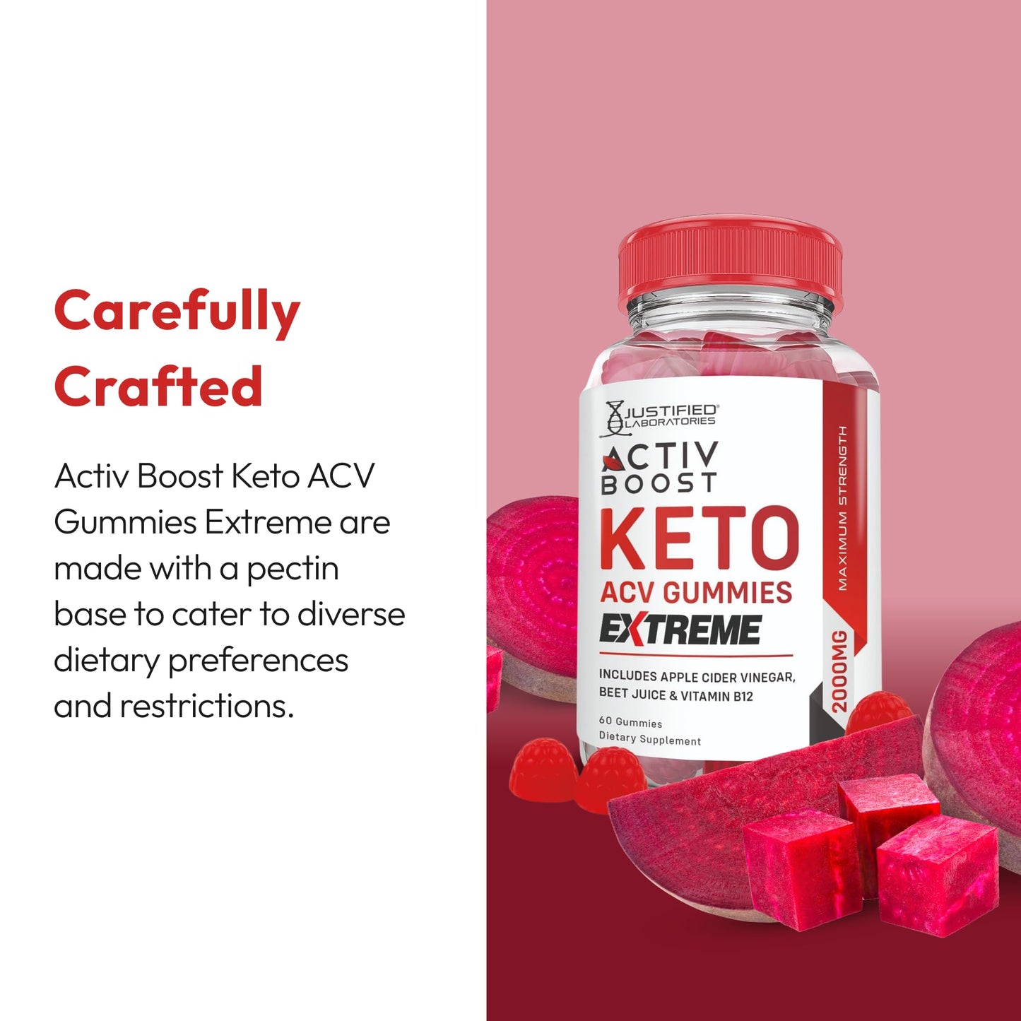Justified Laboratories Activ Boost Keto ACV Gummies Extreme (2000 mg) - 60 Count Gummies