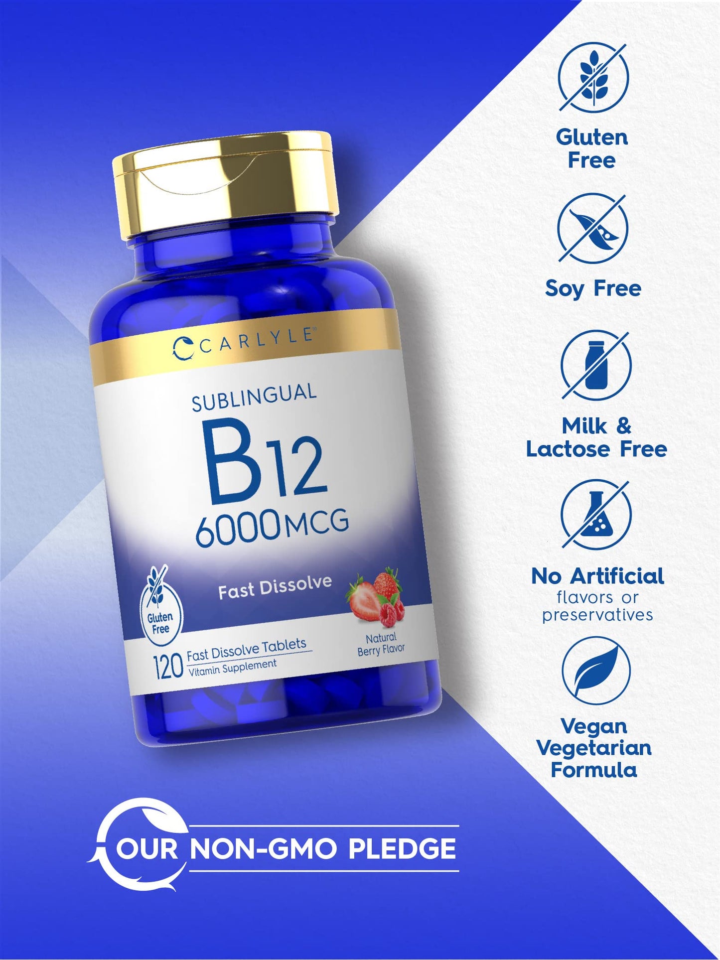 Carlyle Vitamin B-12 6000mcg Fast-Dissolve Tablets 120 Count