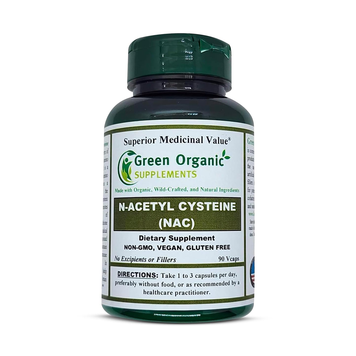 Green Organic Supplements N-Acetyl Cysteine Capsules 90 Count