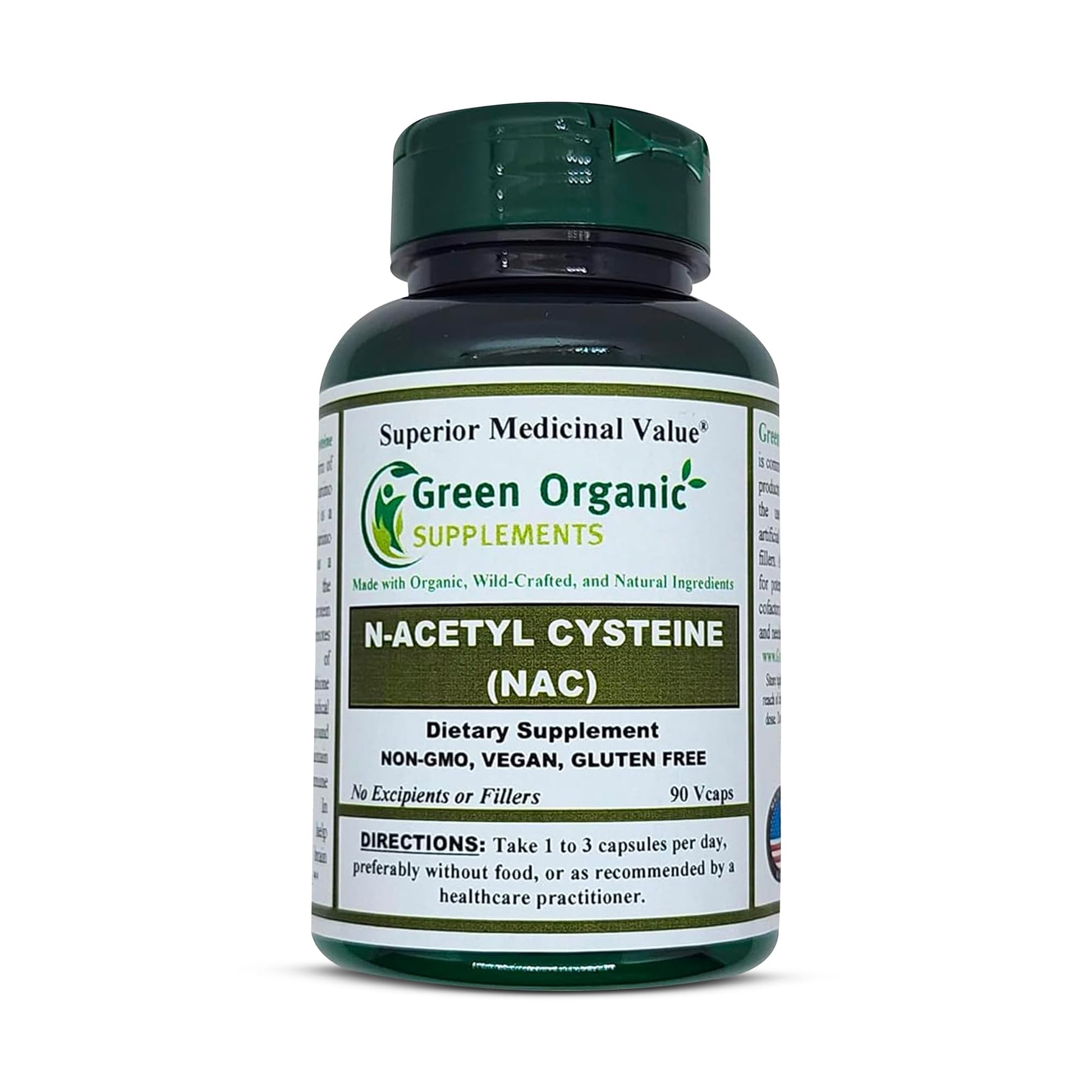 Green Organic Supplements N-Acetyl Cysteine Capsules 90 Count