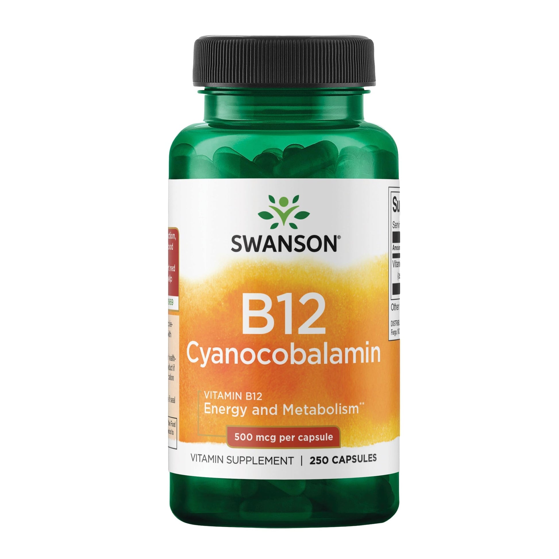Swanson Vitamin B12 Cyanocobalamin Energy and Nervous System Support 500 mcg, 250 Capsules