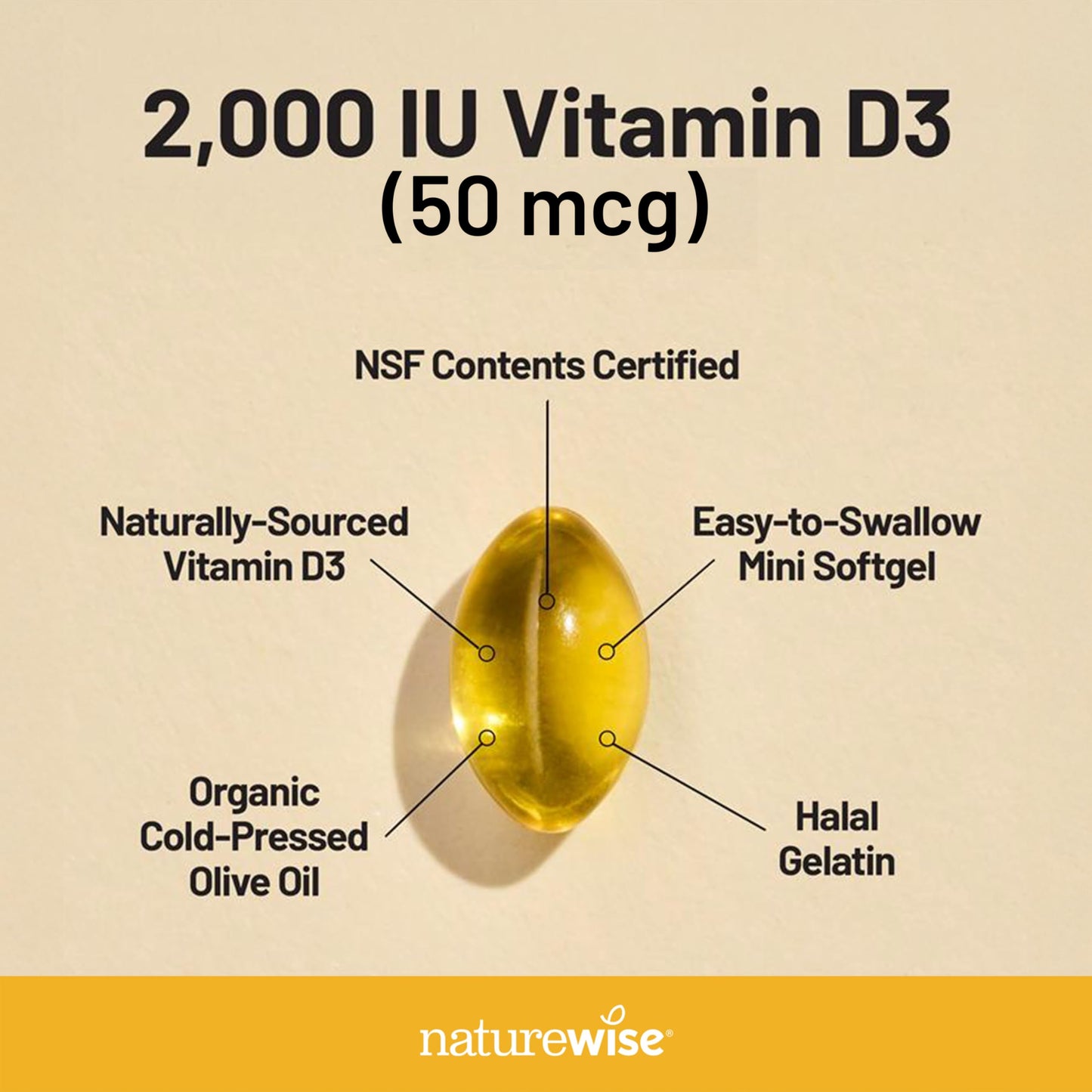 NatureWise Vitamin D3 2000IU Supplement 30 Softgels
