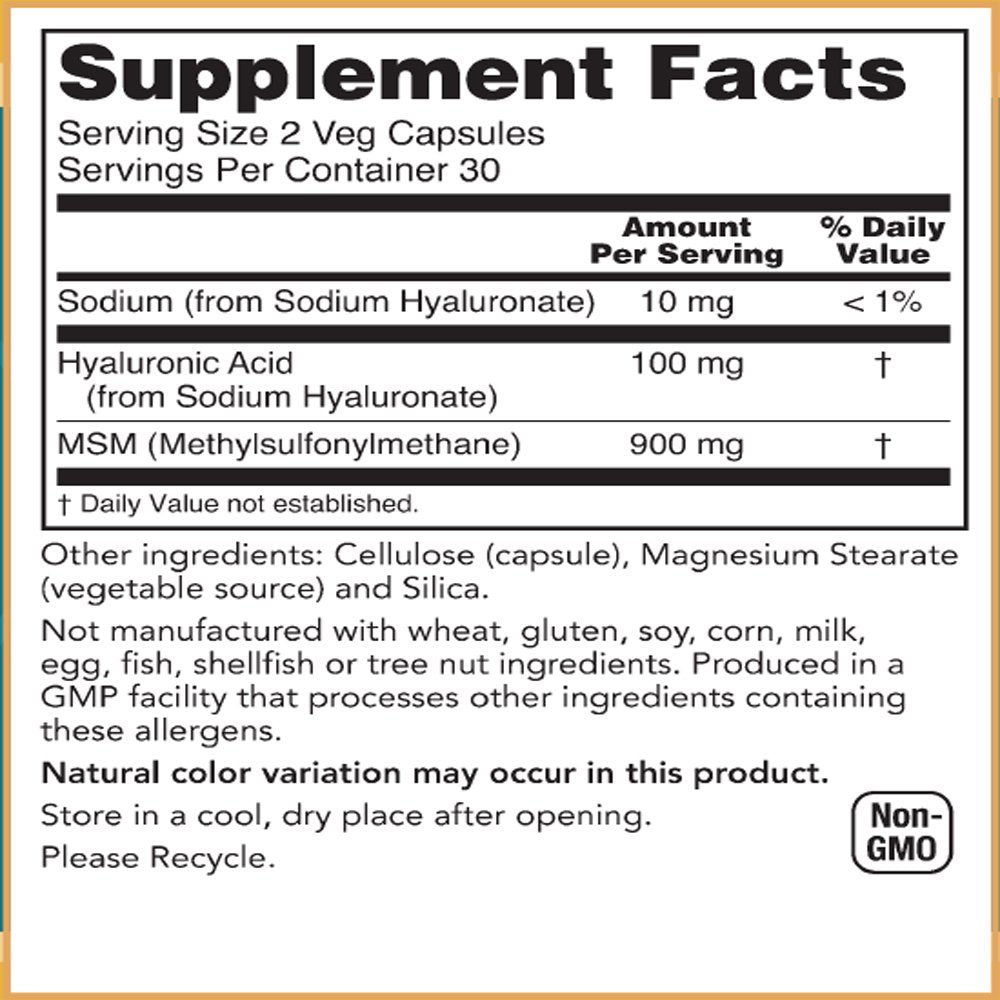 Baar Nature's Blessing Hyaluronic Acid with MSM Capsules, 60