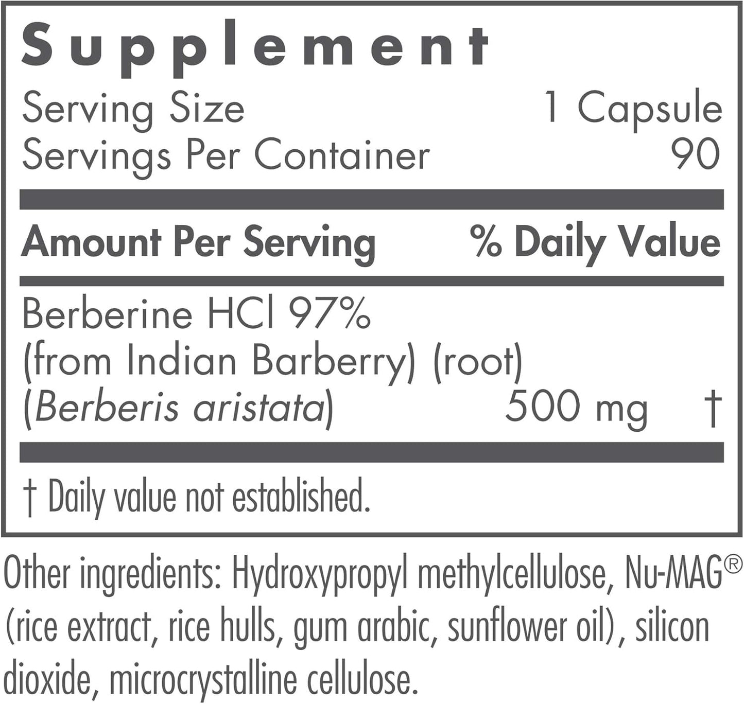 Allergy Research Group Berberine 500mg Supplement Capsule, 90 Count