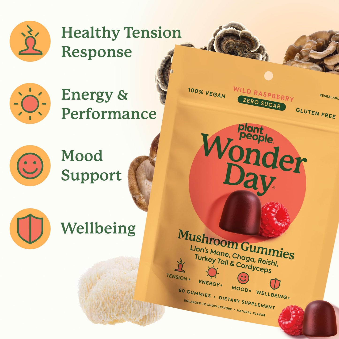 Plant People WonderDay Mushroom Gummies, 60 Count