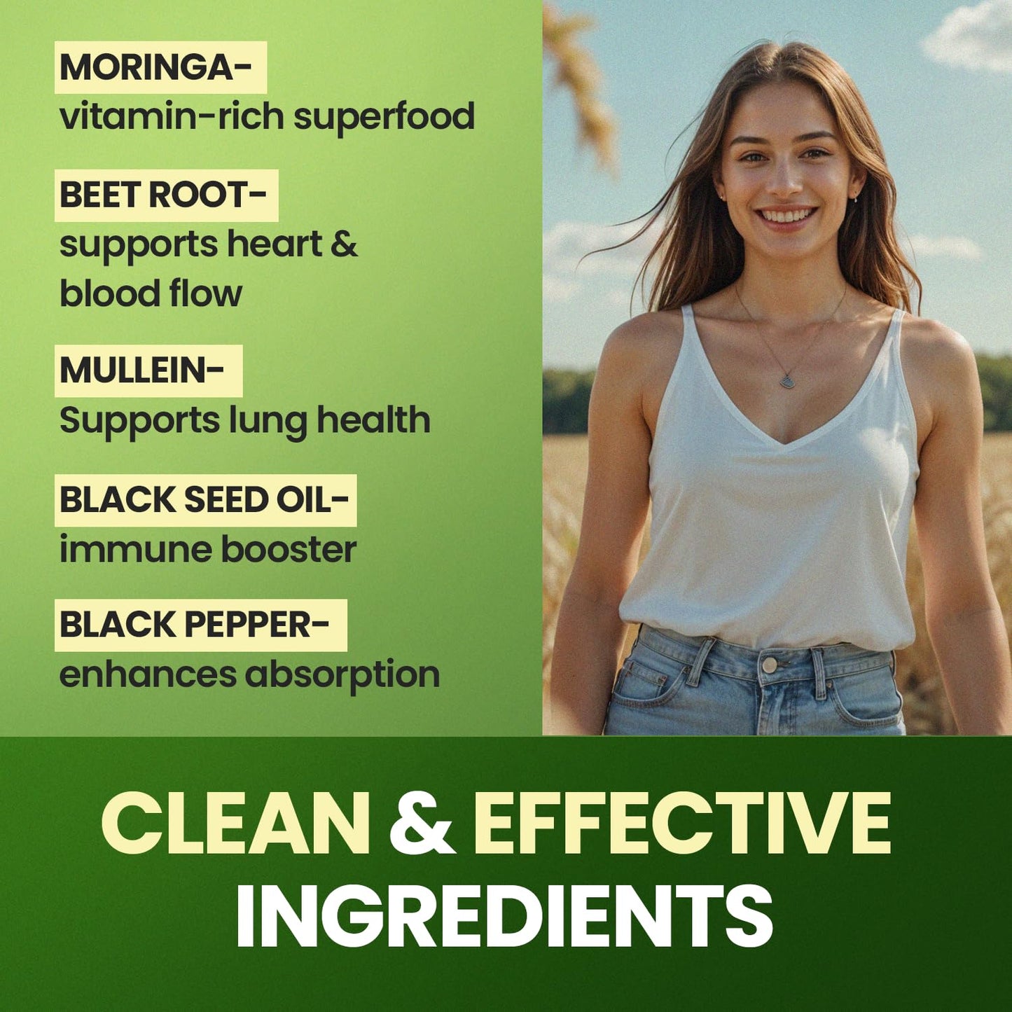 Vitamax Moringa, Beet Root, Mullein Leaf Capsules 60 Count